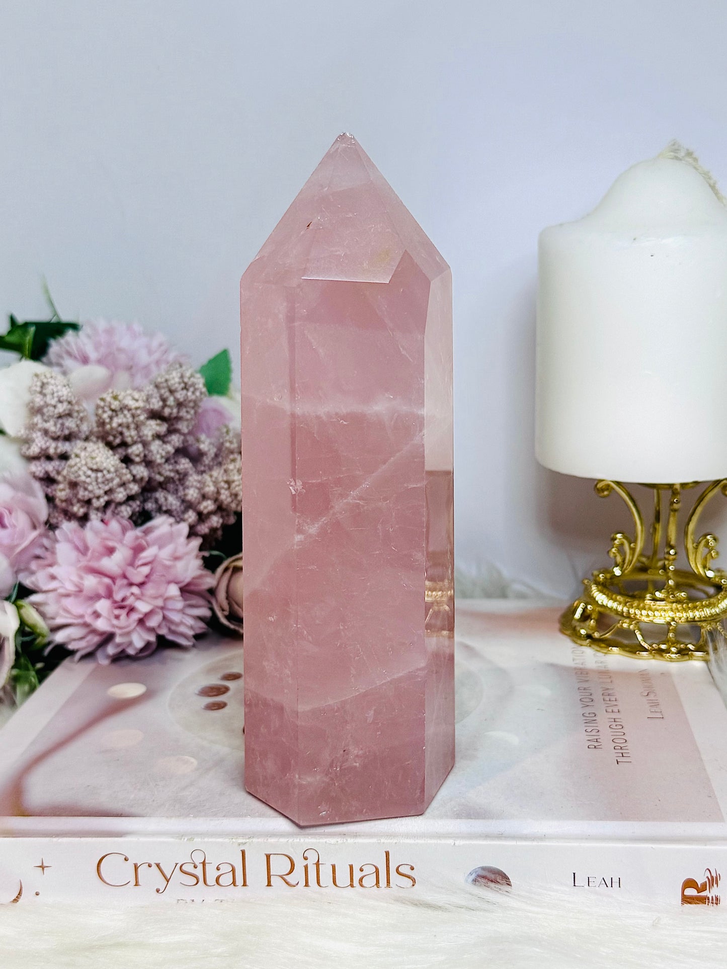 Large Rose Quartz Chunky Tower 711g 17cm ~ Discounted as slight chip on tip