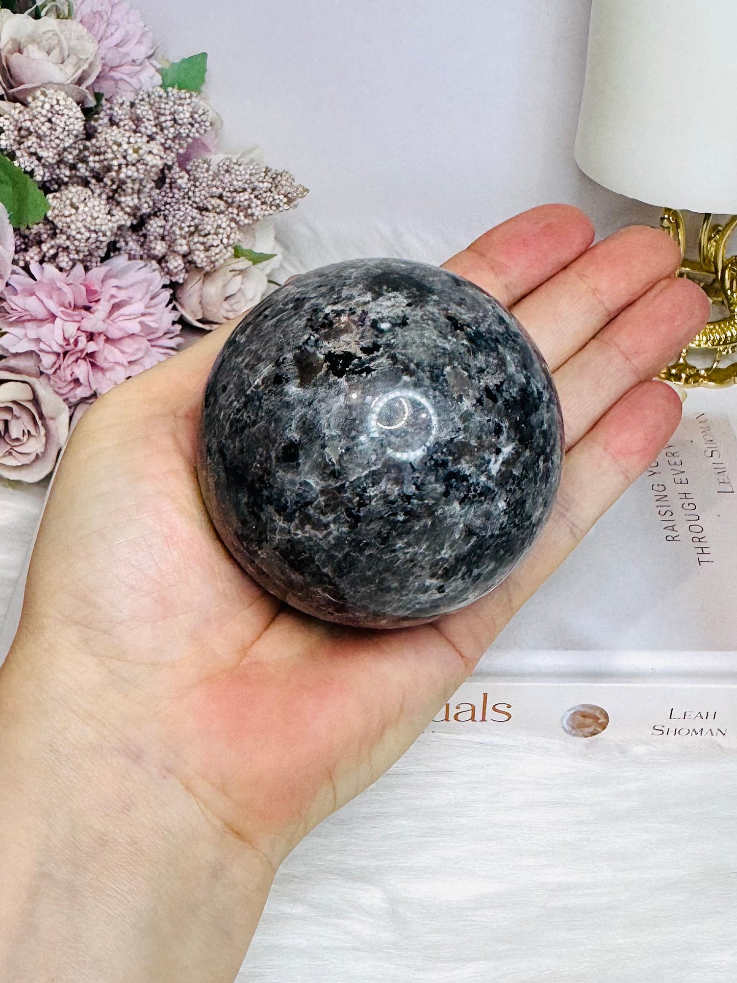 Large Yooperlite Sphere on Stand 471g