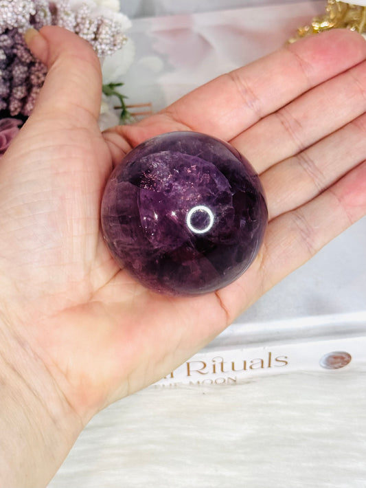 Purple Fluorite Sphere 210grams On Stand