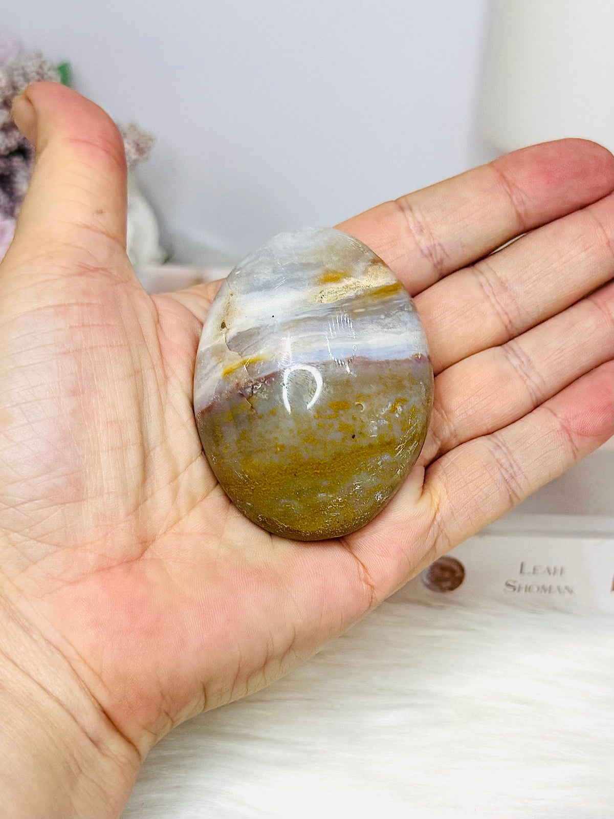 Ocean Jasper Palm Stone (stand is display only)