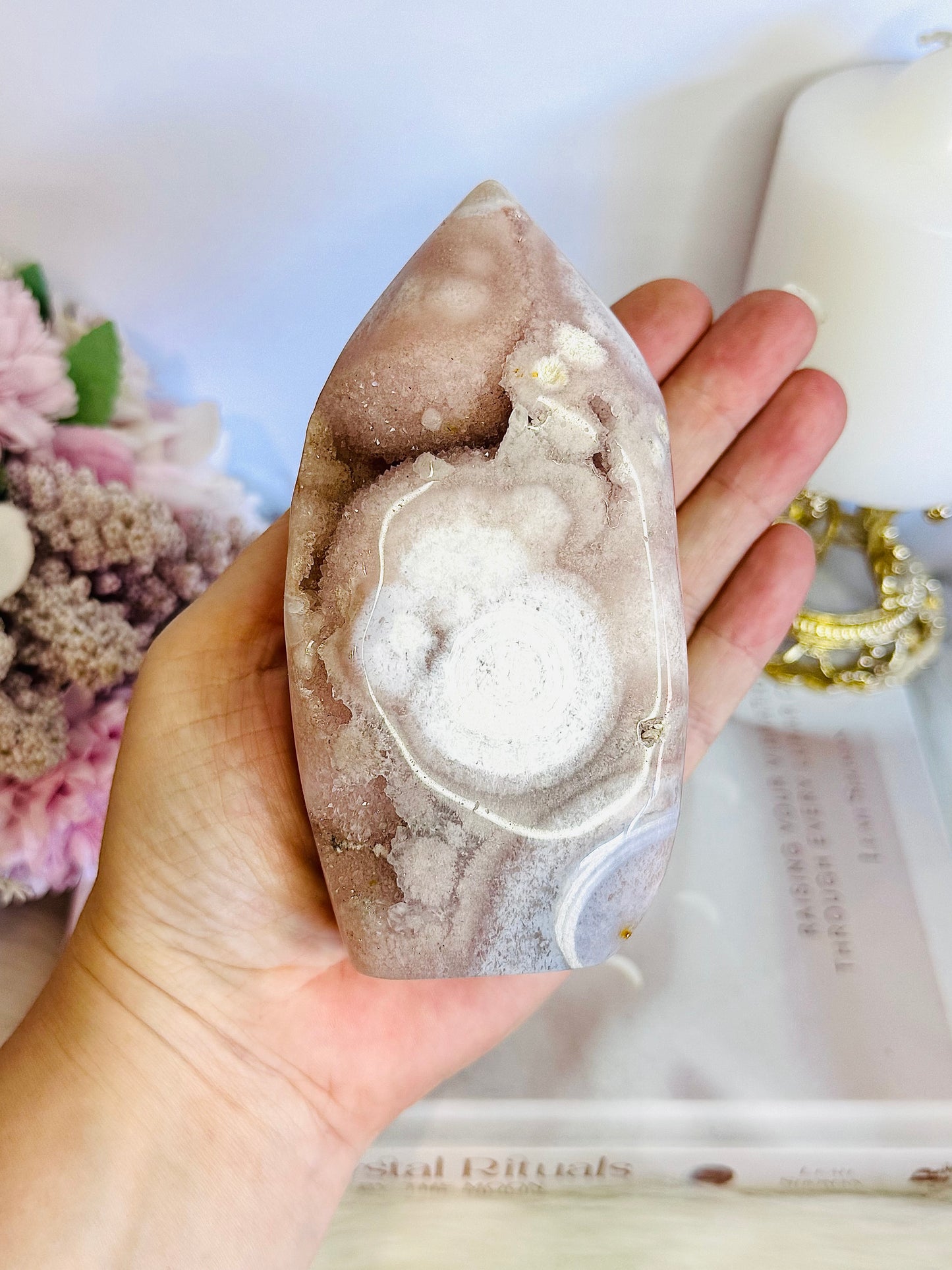 Stunning Unique Natural Polished Pink Amethyst Druzy Freeform 12.5cm 652grams