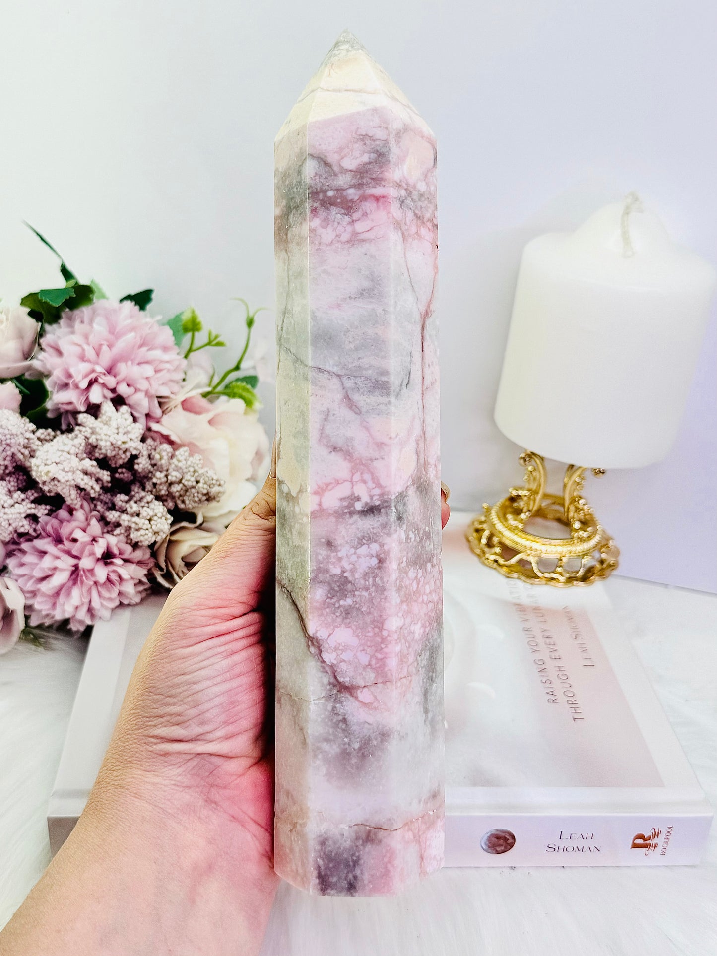 Classy & Absolutely Fabulous Large 24cm Pink Opal Tower Simply Gorgeous
