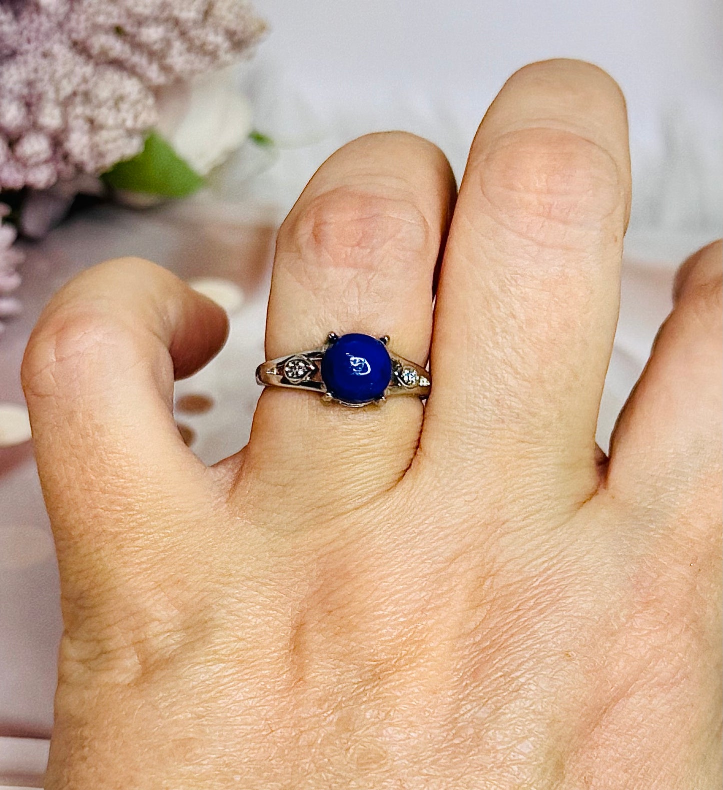 Blue Sodalite Adjustable Ring In Gift Bag