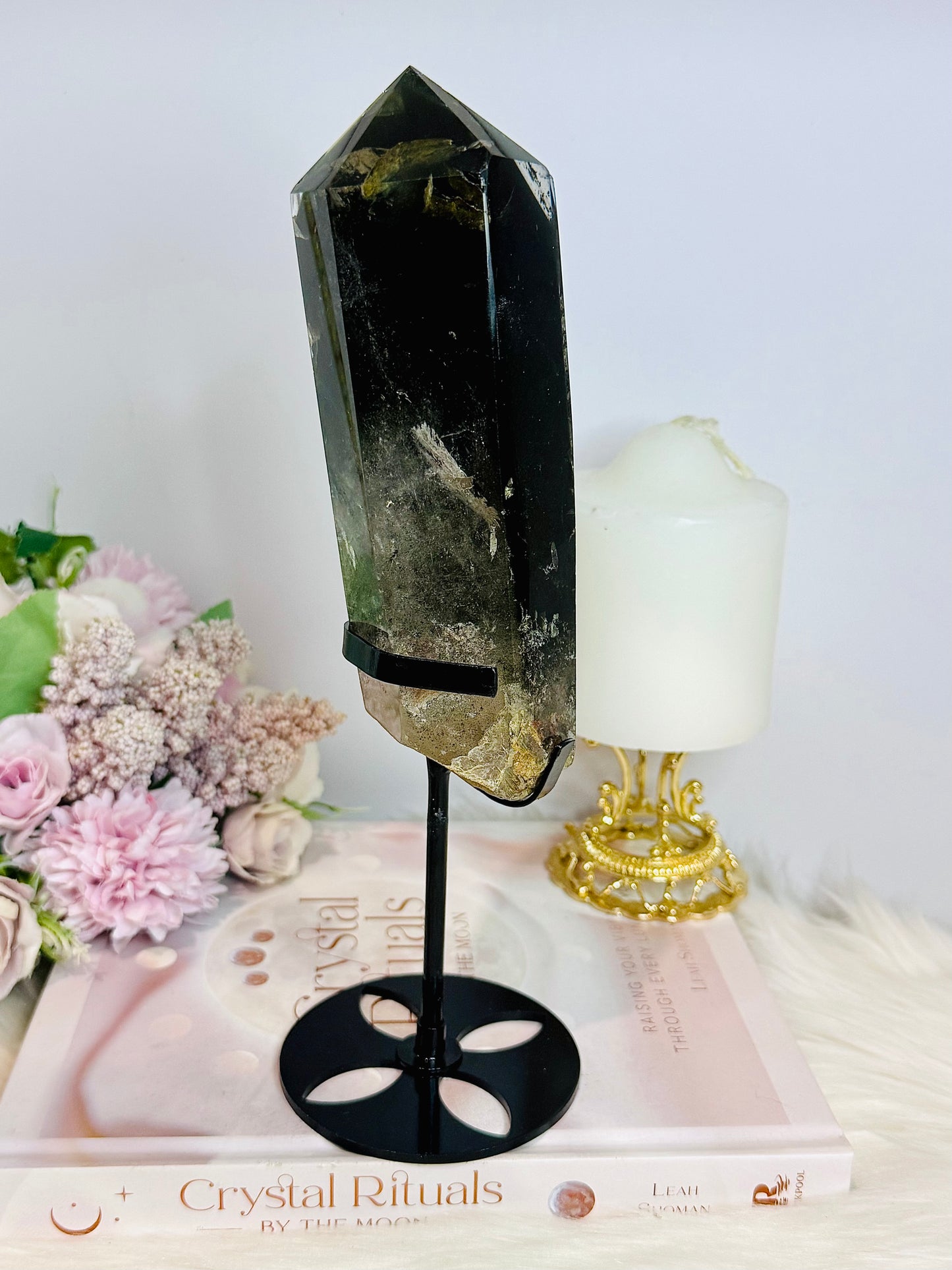 Large Garden Quartz | Lodolite Natural Polished Tower On Stand 25cm 903g