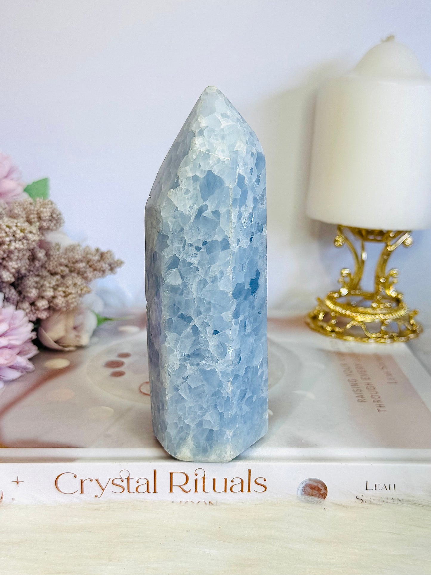 Gorgeous Natural High Grade Blue Calcite Chunky Tower 13cm