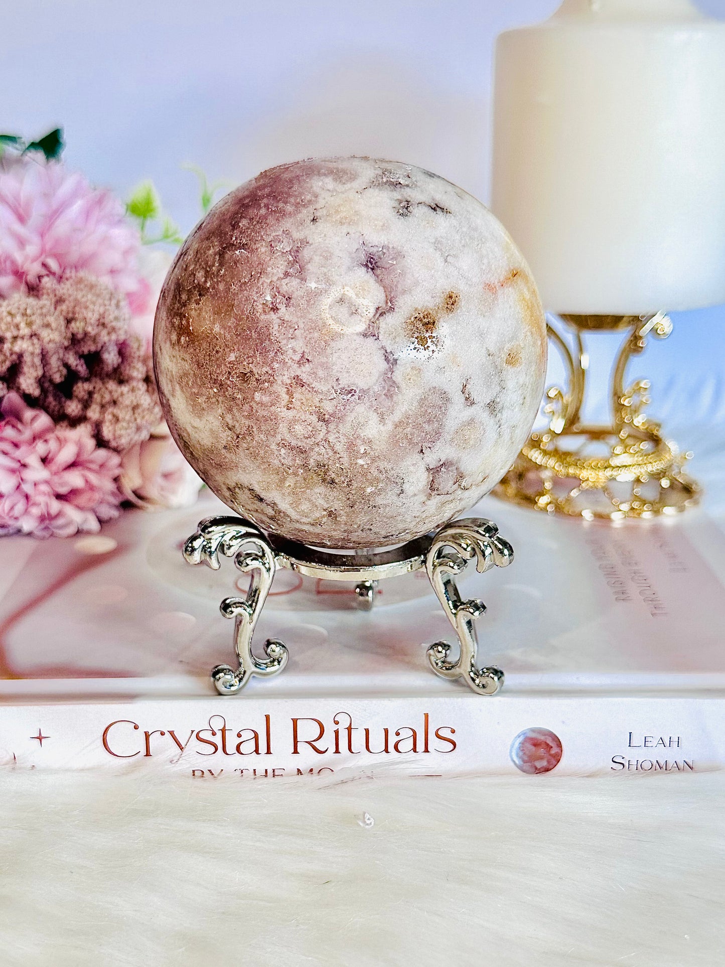 She Is Mesmerising!!! Classy & Fabulous 672gram Druzy Pink Amethyst Sphere On Stand From Brazil