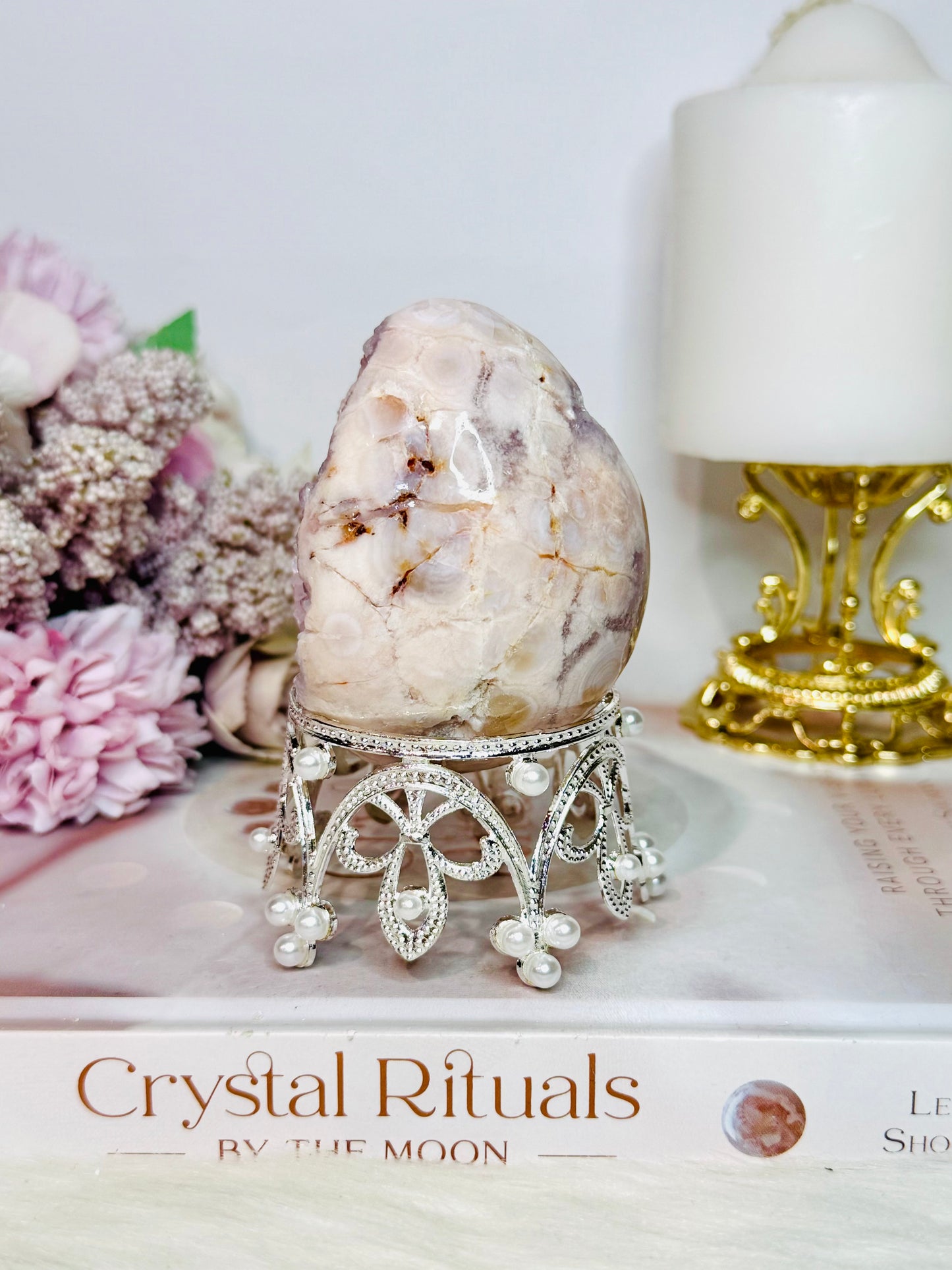 Classy & Fabulous Pink Amethyst Druzy Egg 8cm on Silver Stand