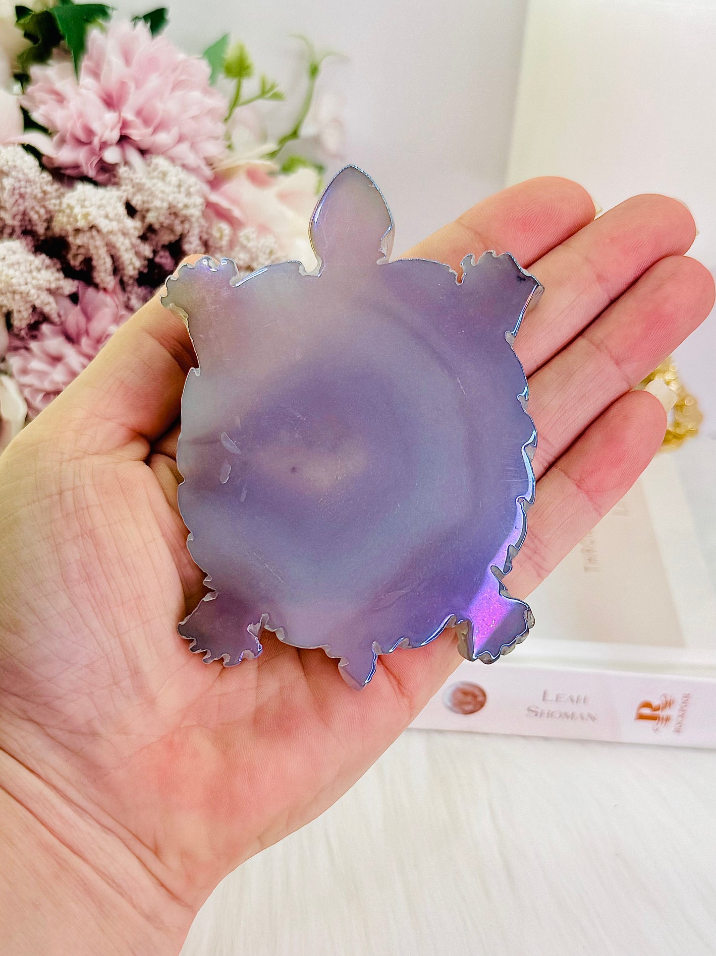 Stunning Angel Aura Druzy Agate Turtle Carving 10cm