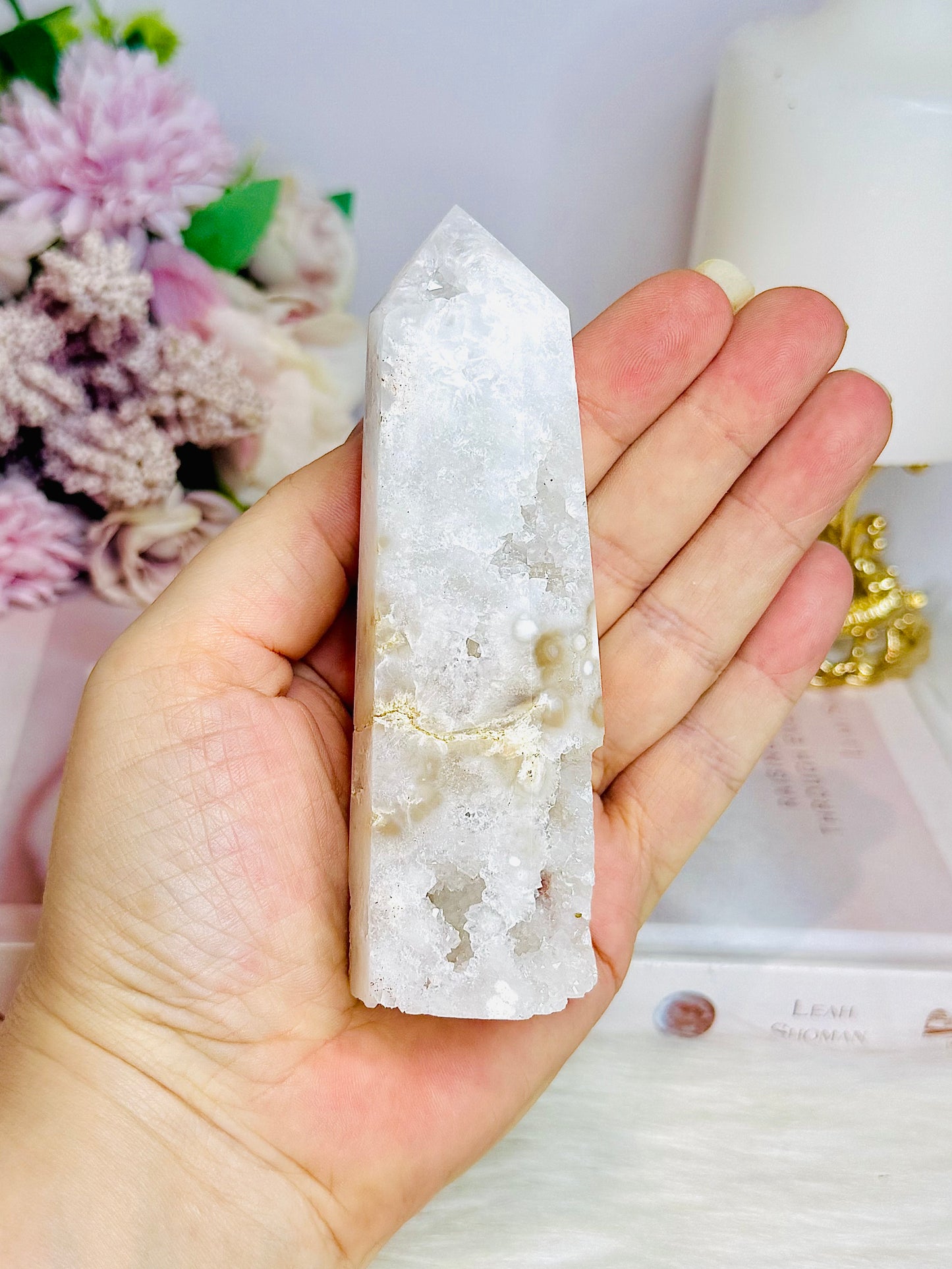 White Druzy Quartz Tower 11cm