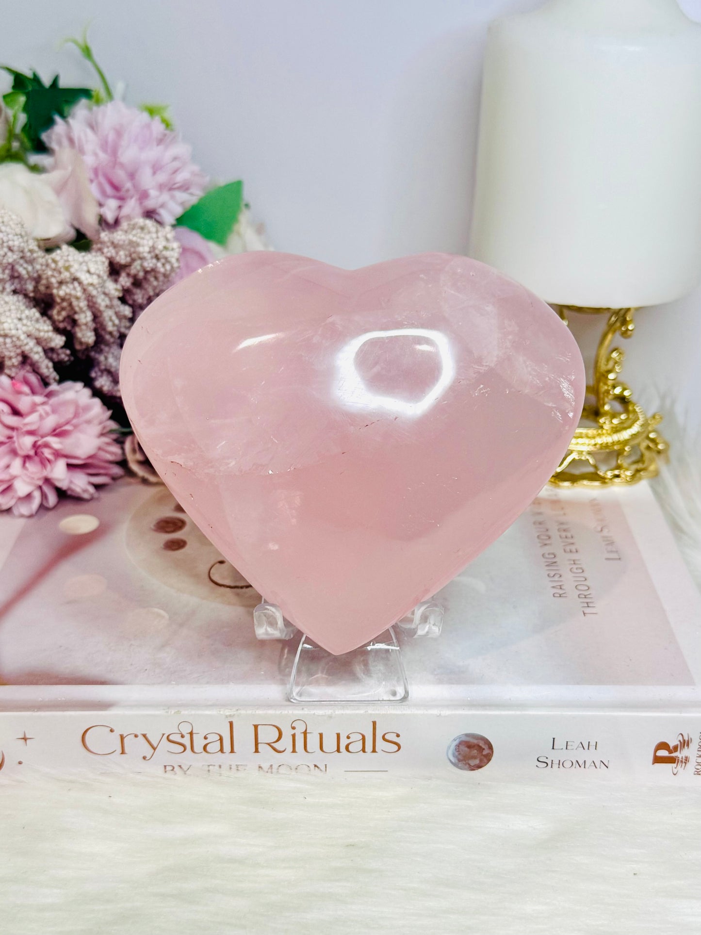 Rose Quartz Chunky Heart On Stand 630g