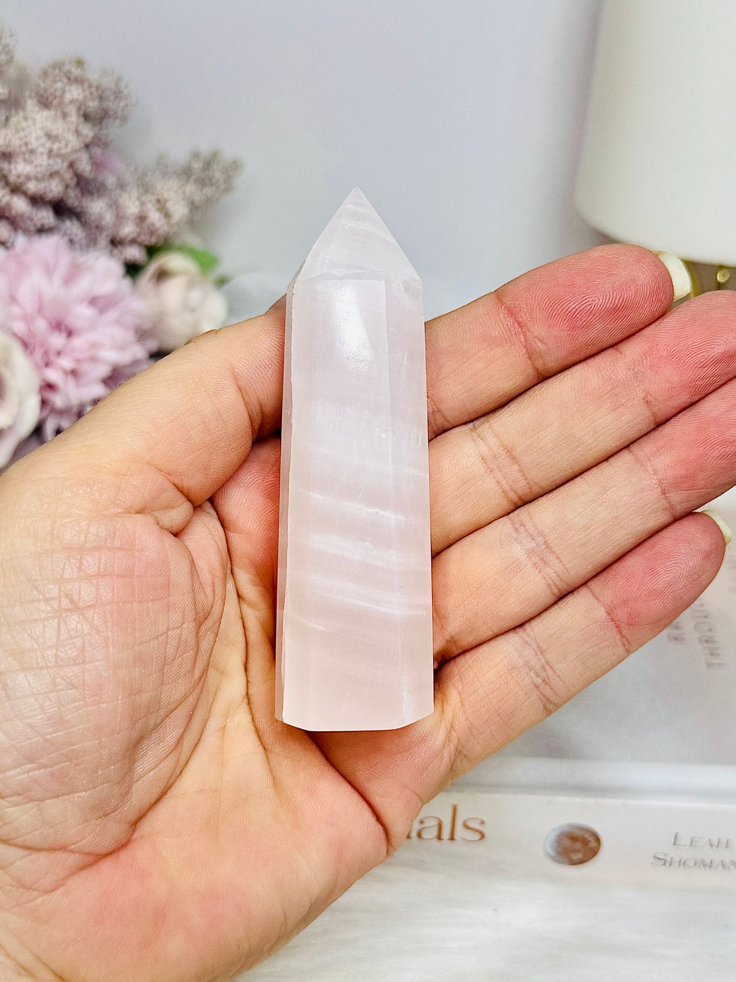Pink Mangano Calcite Tower 8cm
