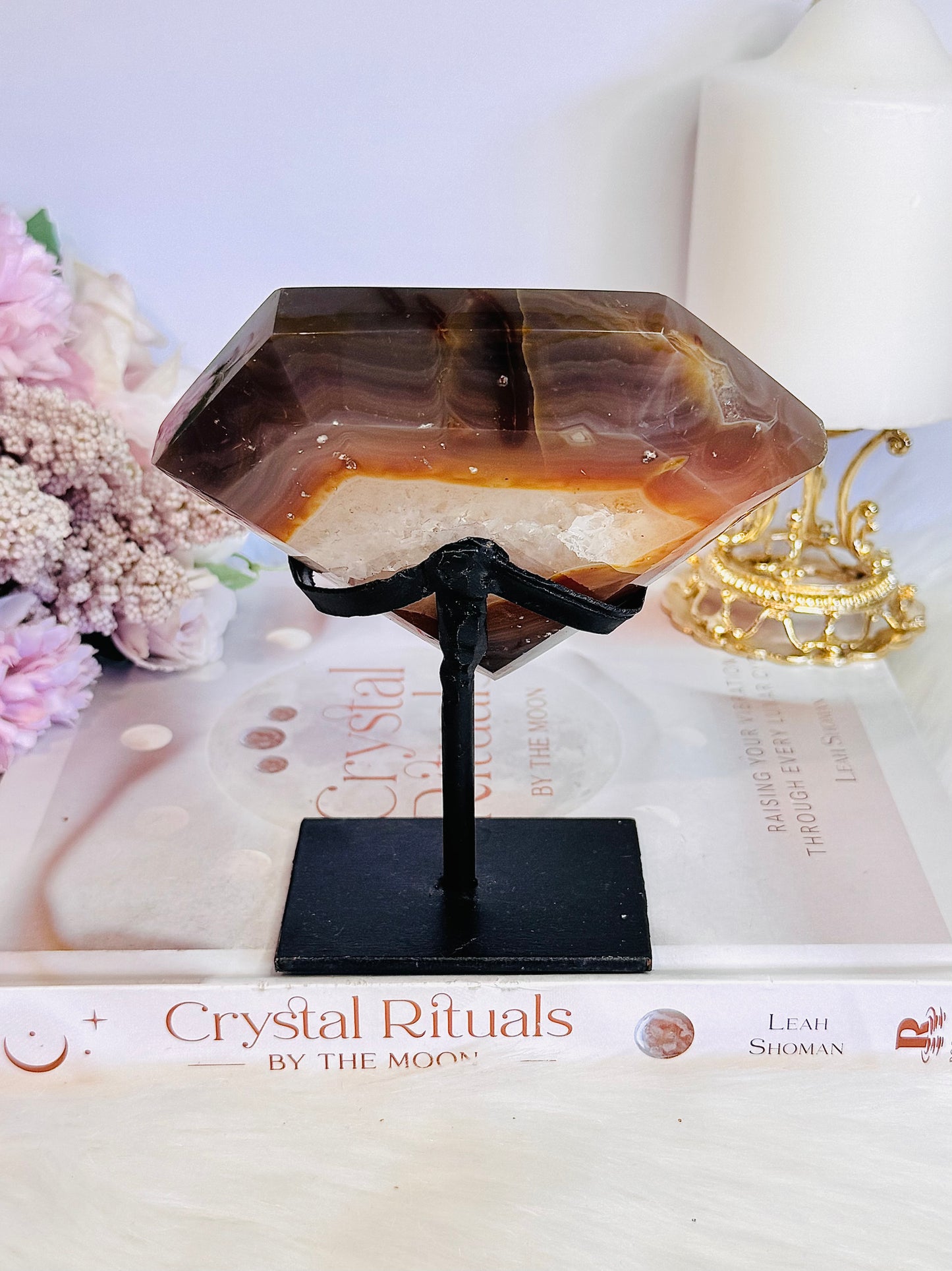 Incredible Large Druzy Agate Carving On Stand From Brazil 13.5cm