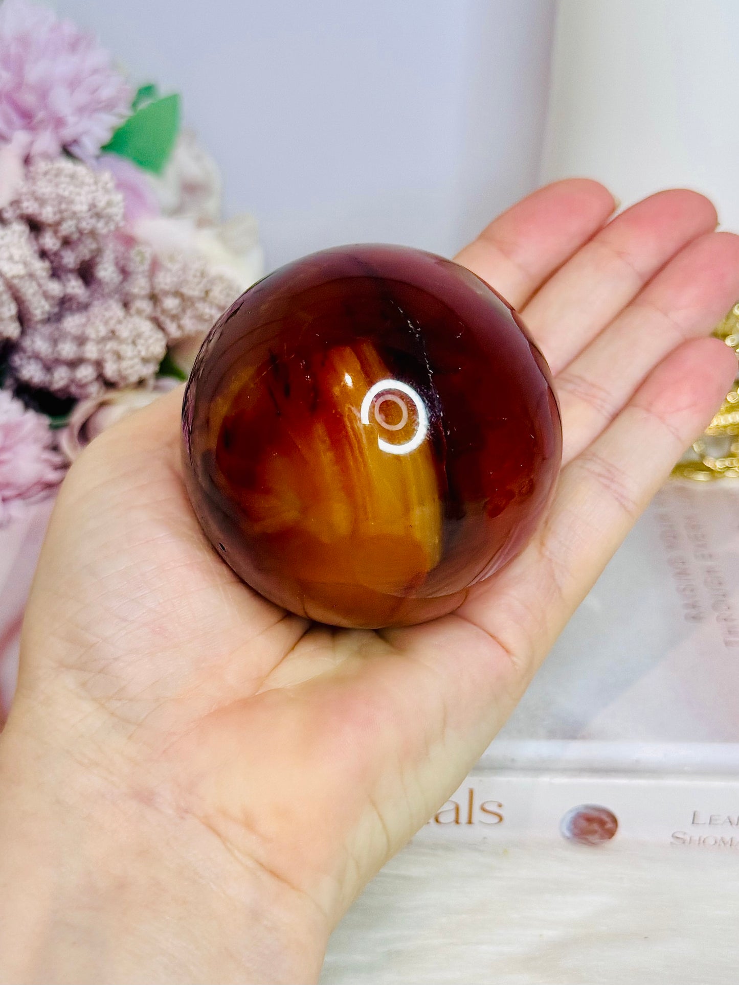 Large Carnelian Sphere On Stand 316g