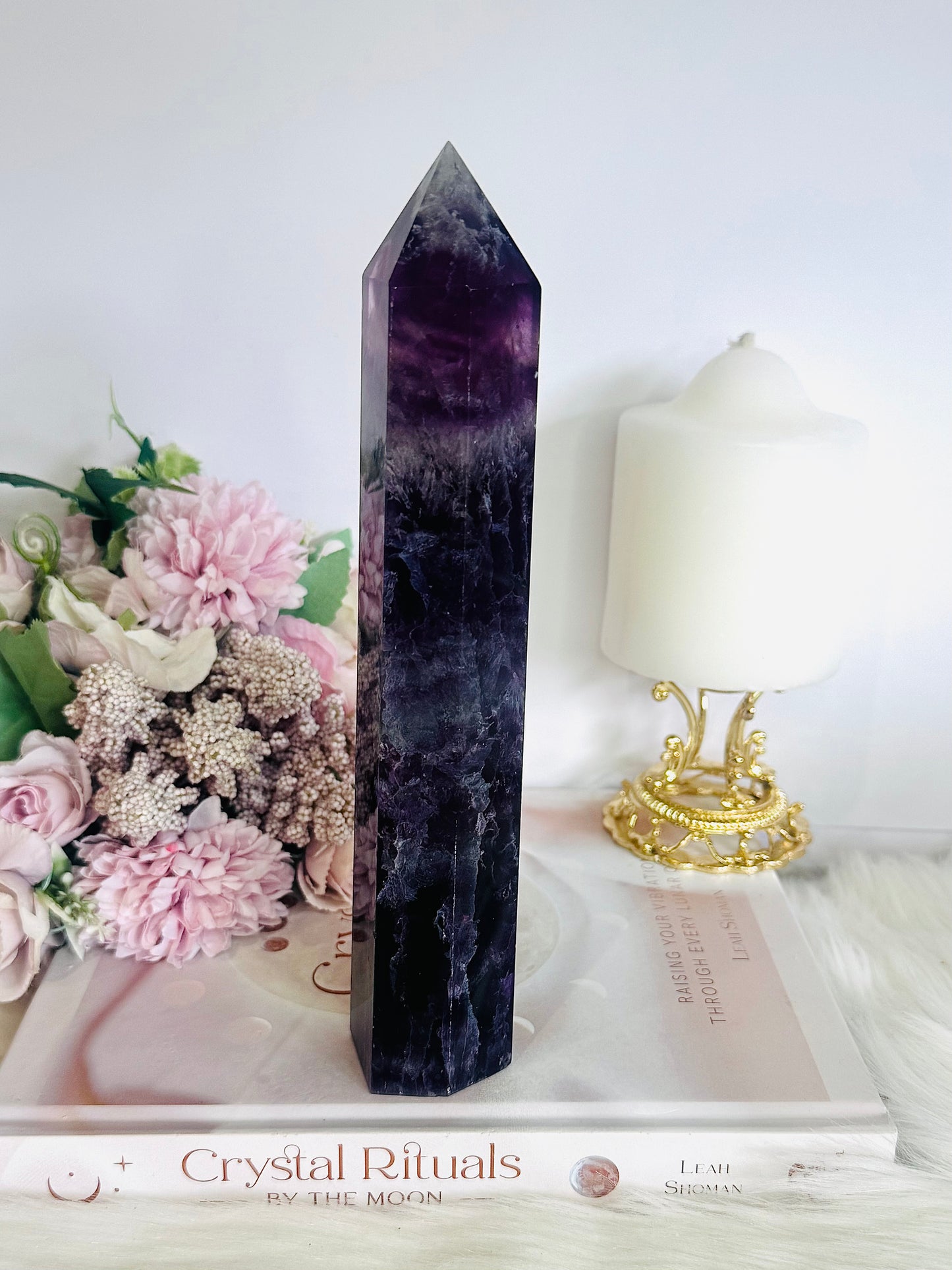 High Grade Large Chunky 21.5cm Fluorite Tower | Generator