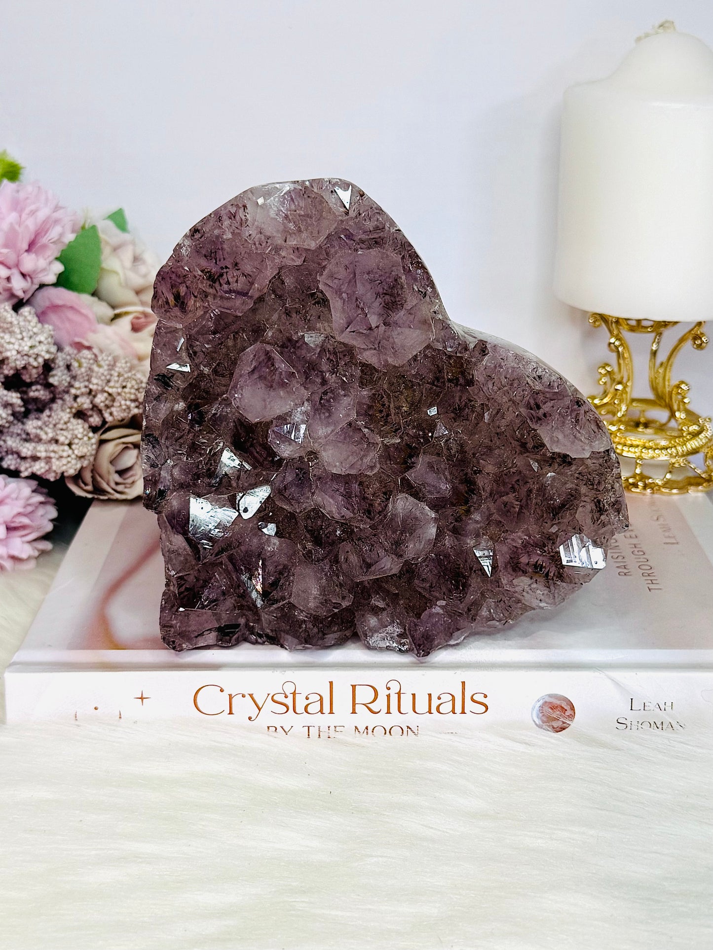 Magnificent 1.15KG Purple Amethyst Cluster Carved Heart From Brazil