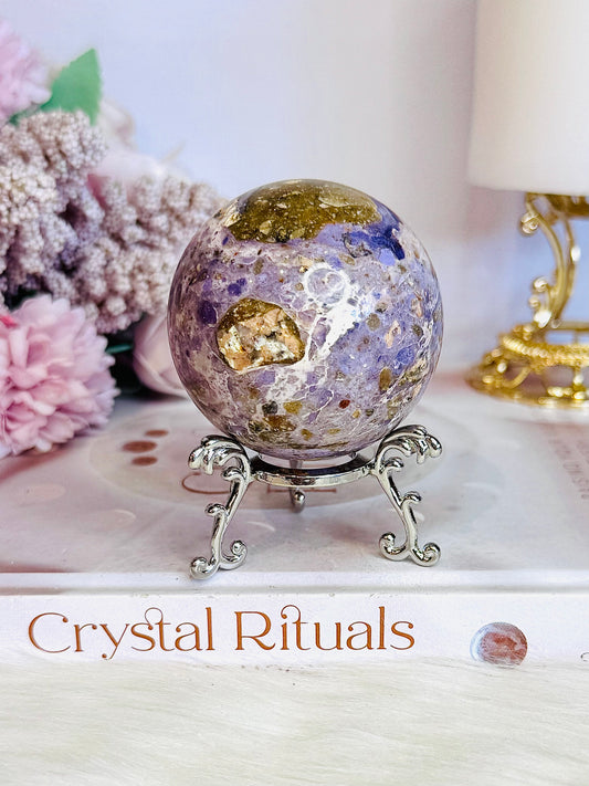Opalised Fluorite (Tiffany Stone) Sphere on Stand 239g