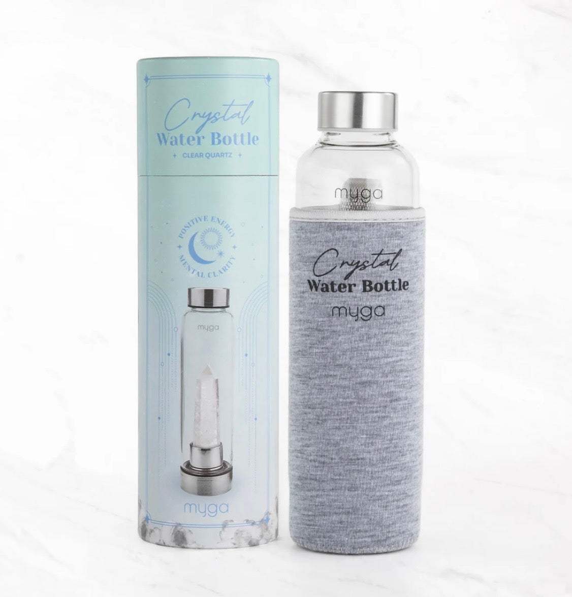 Clear Quartz Crystal Water Bottle