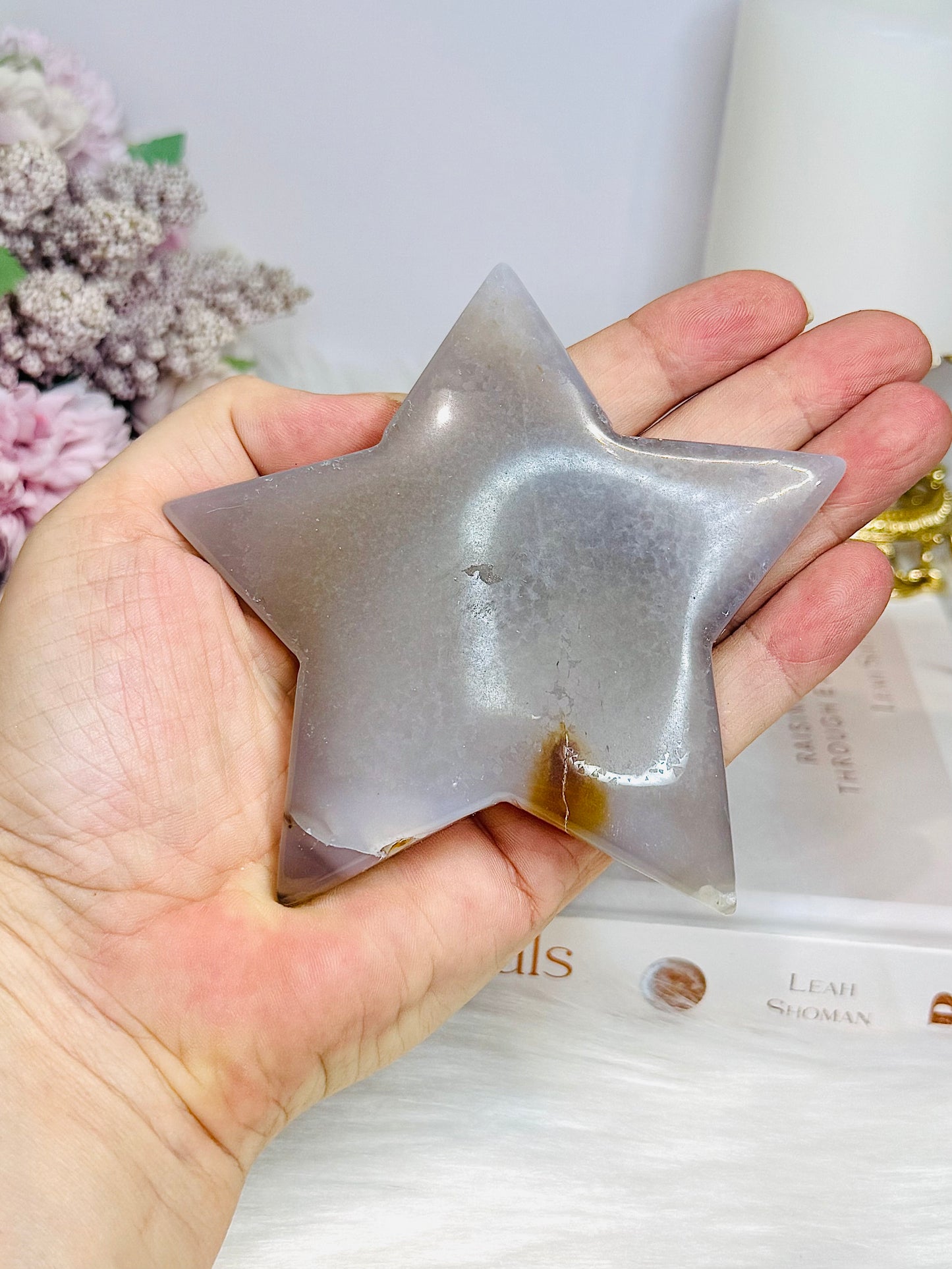Druzy Agate Carved Star on Stand 10cm