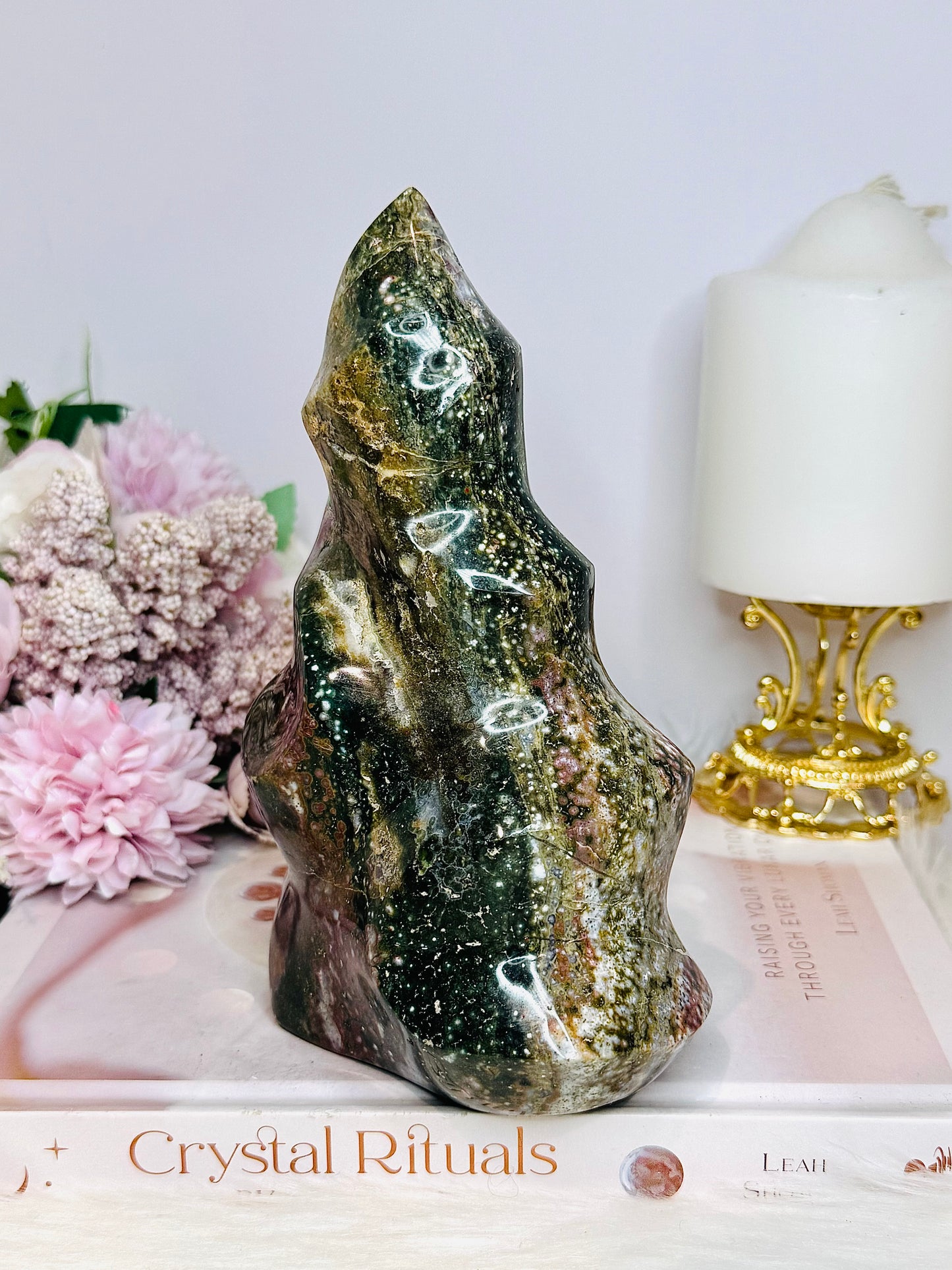 Huge Ocean Jasper Carved Flame | Freeform 17cm 1.14KG