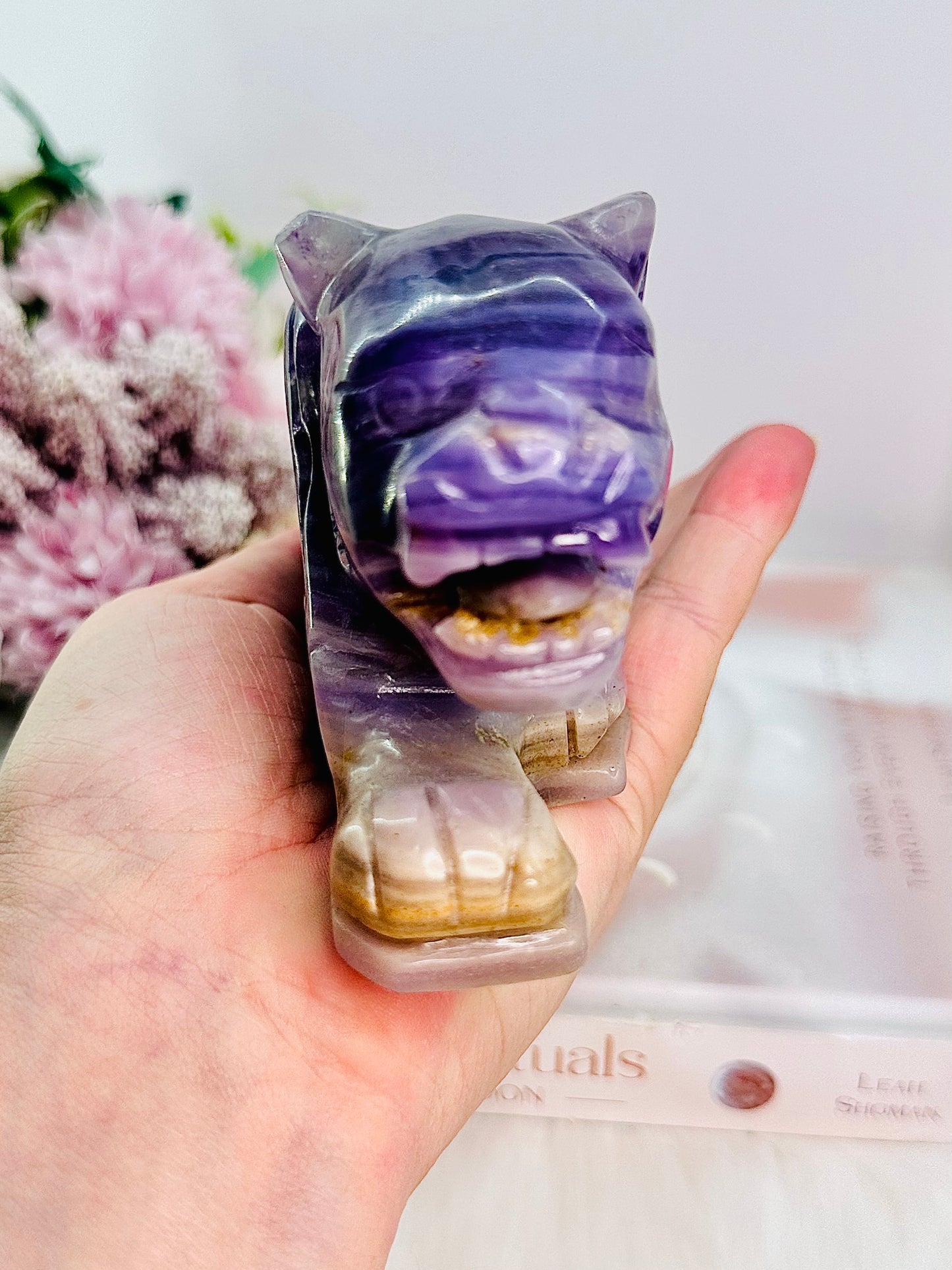 Wow!!! Powerful Healing Stone ~ Absolutely Superb Perfectly Carved Large Purple Fluorite Tiger 16.5cm 798grams