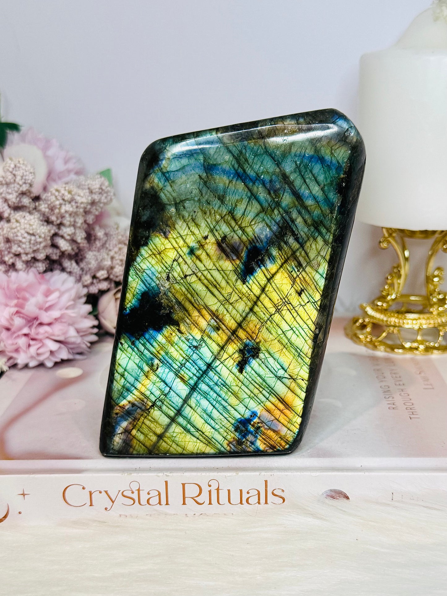 Large Natural Labradorite Polished Freeform Full of Flash 12cm 966g