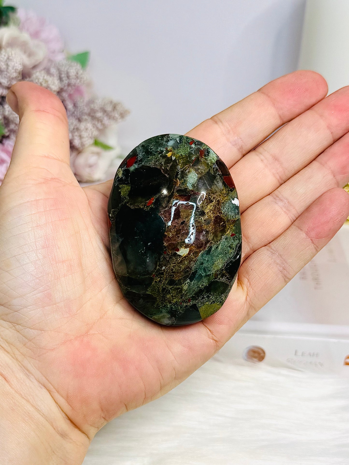 Large Blood Stone Palm Stone
