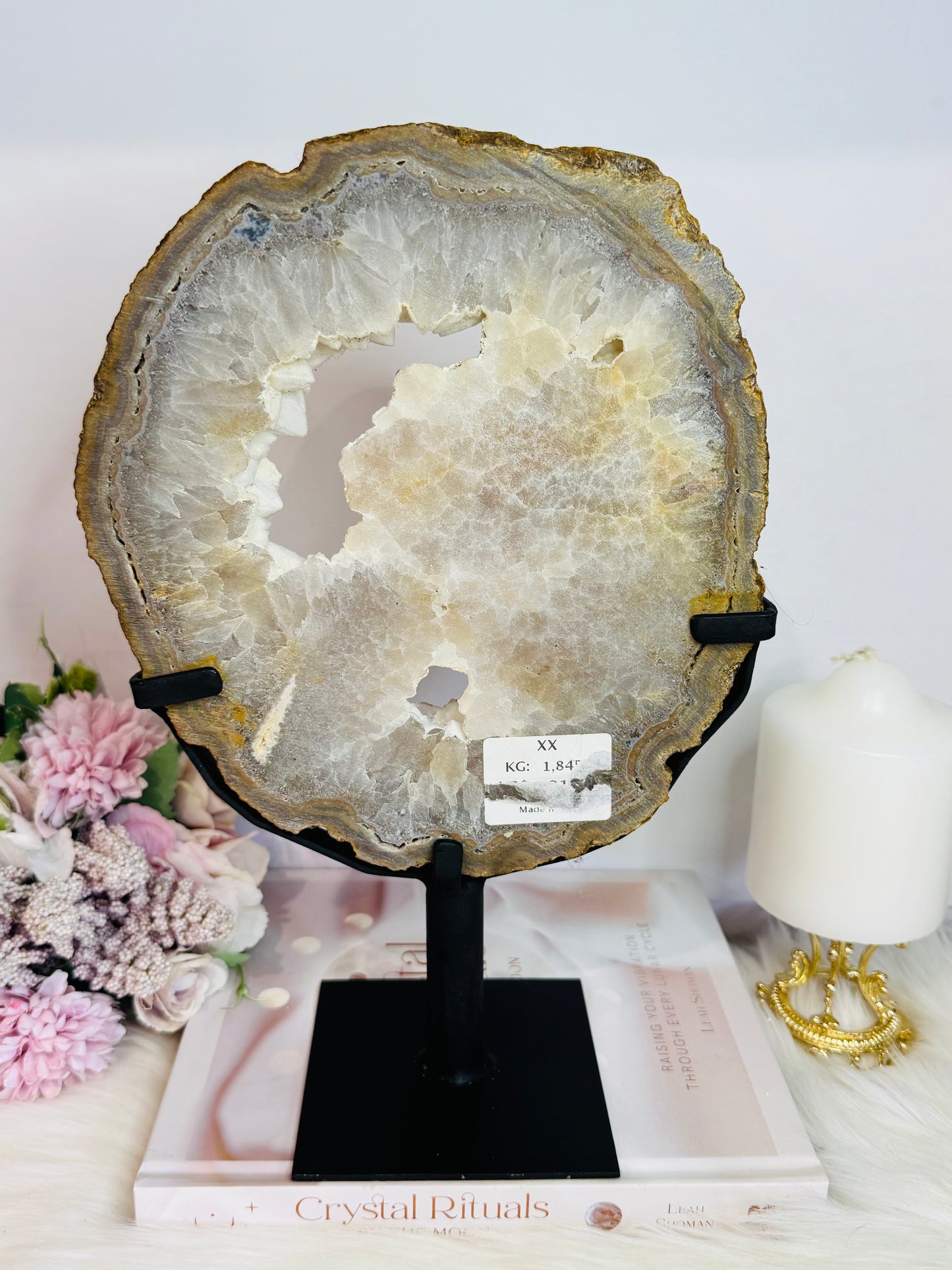Absolutely Spectacular Statement Piece!! Natural Large Druzy Agate Portal On Stand 30cm 1.85KG