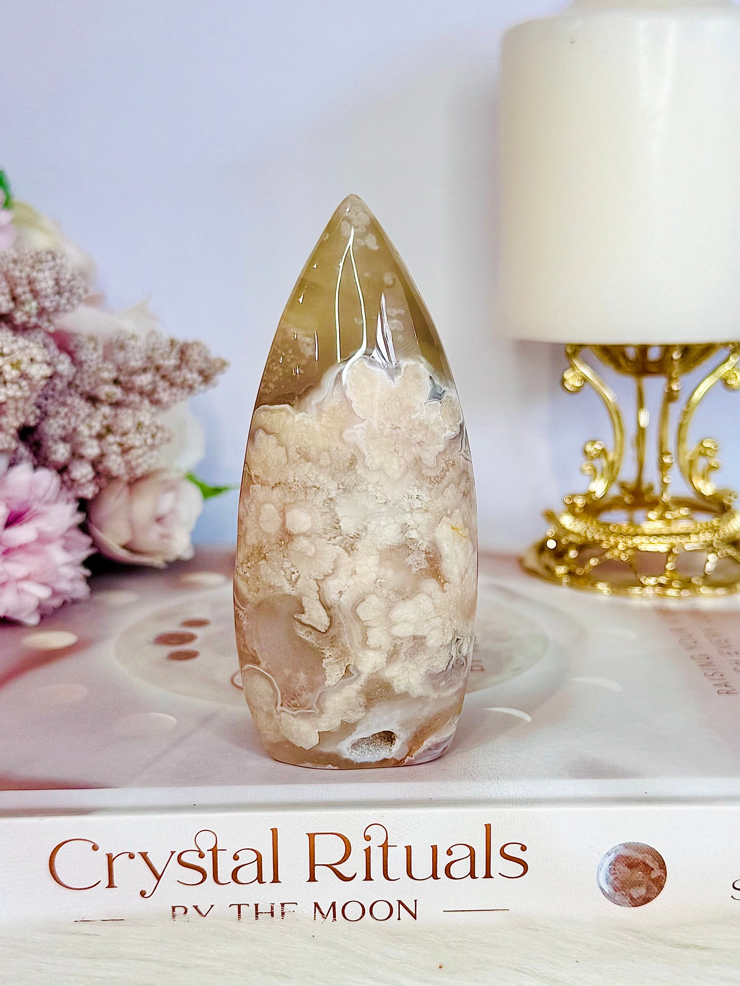 Flower Agate Carved Flame | Freeform 10cm