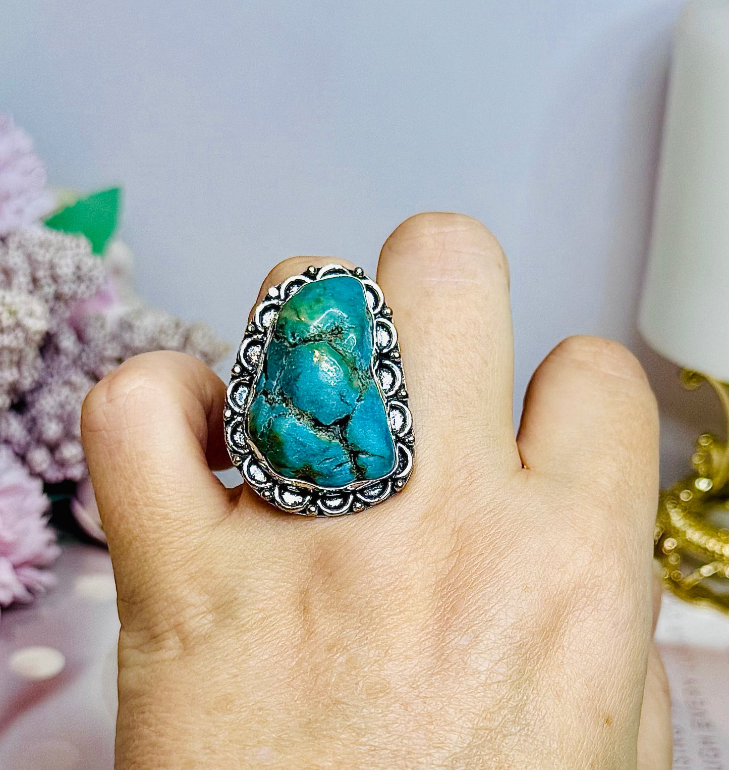 Sterling Silver 925 Turquoise Ring Size 9 In Gift Bag