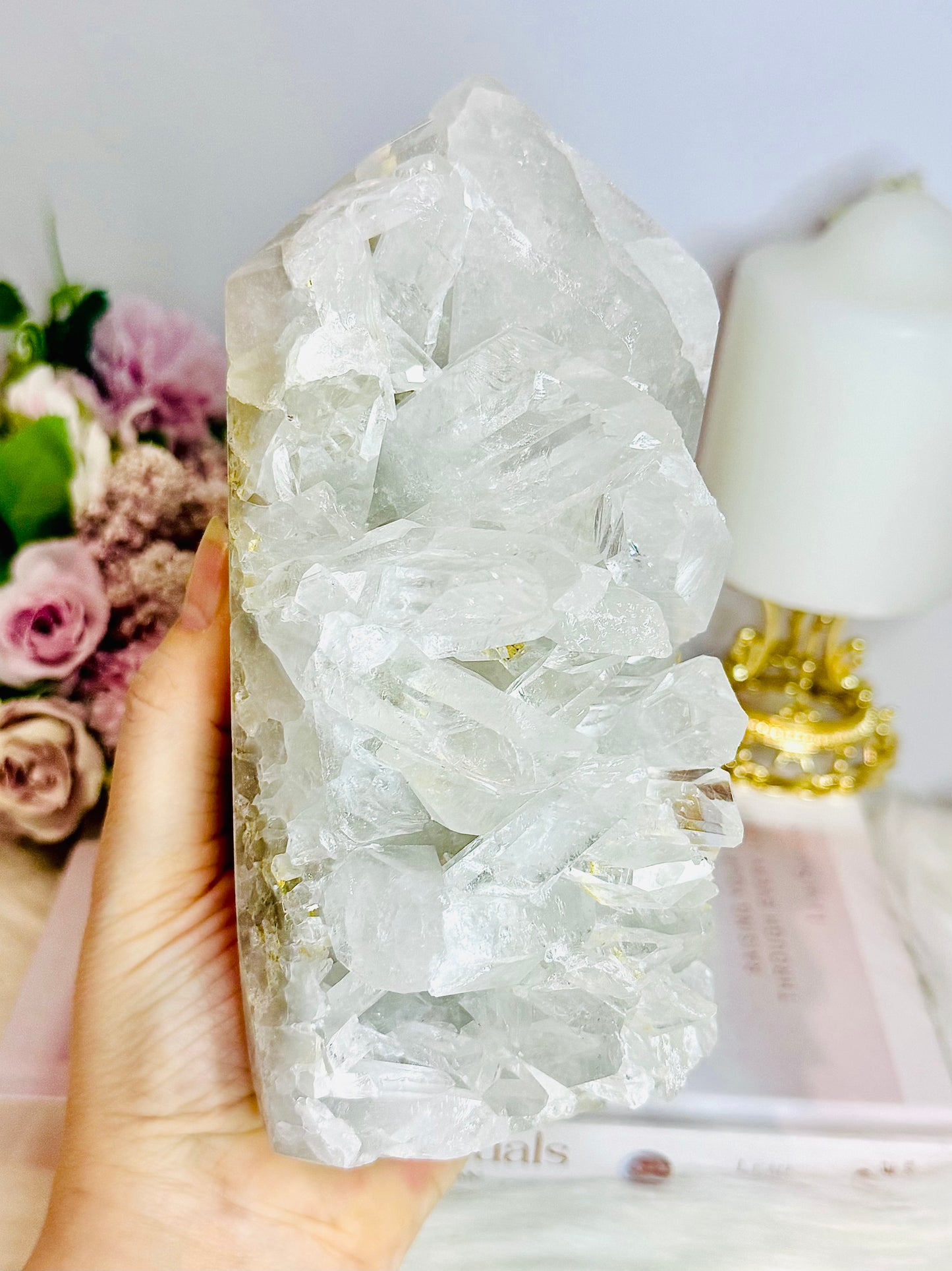 High Grade Clear Quartz Cluster Point Tower From Brazil 17cm 1.22KG