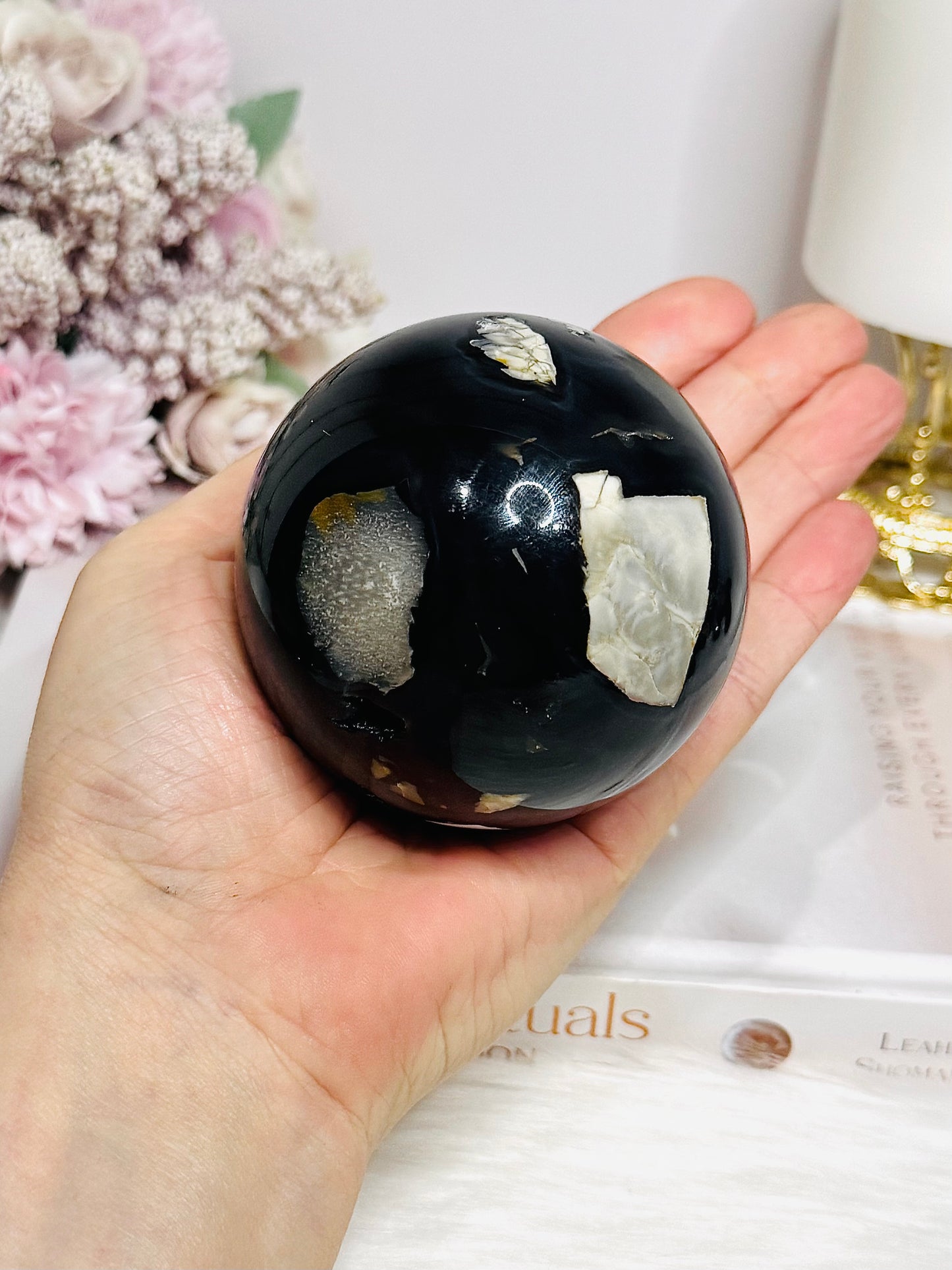 Natural Volcano Agate Druzy Sphere UV Reactive On Stand 489g