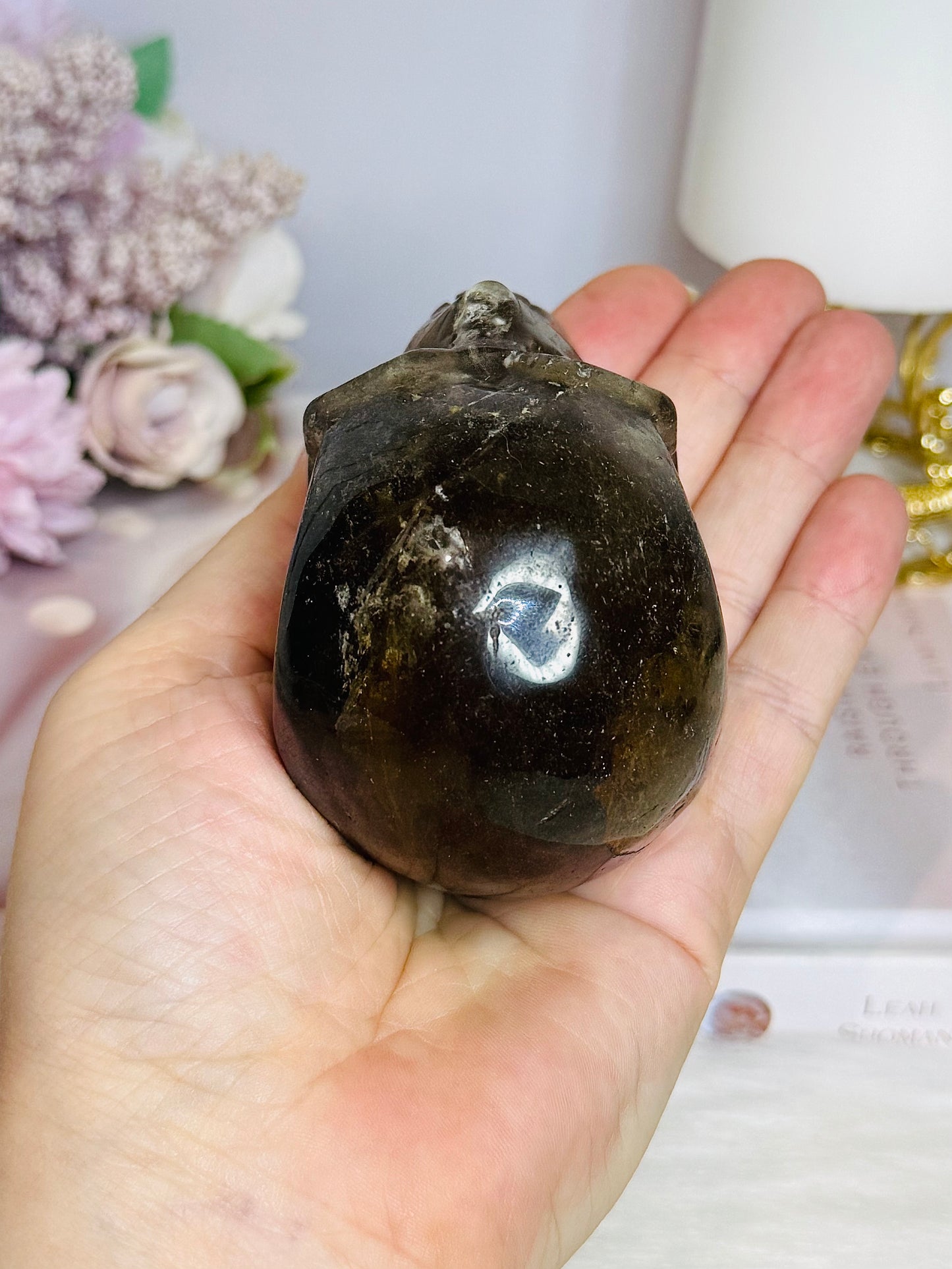 Smokey Quartz Carved Skull 373g 8.5cm