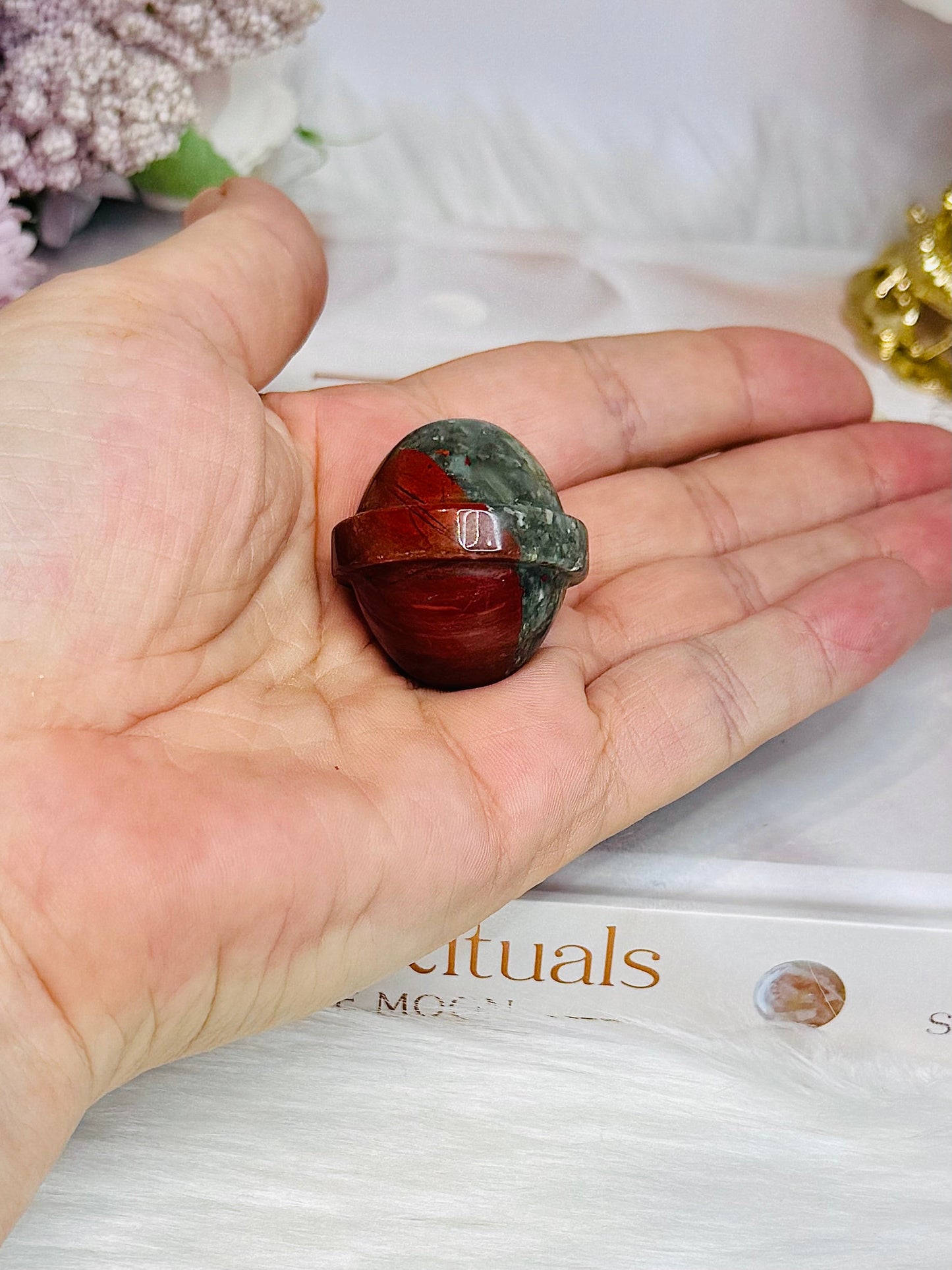 Set of 3 Crystal Planets ~ Lepidolite, Tigers Eye & Bloodstone