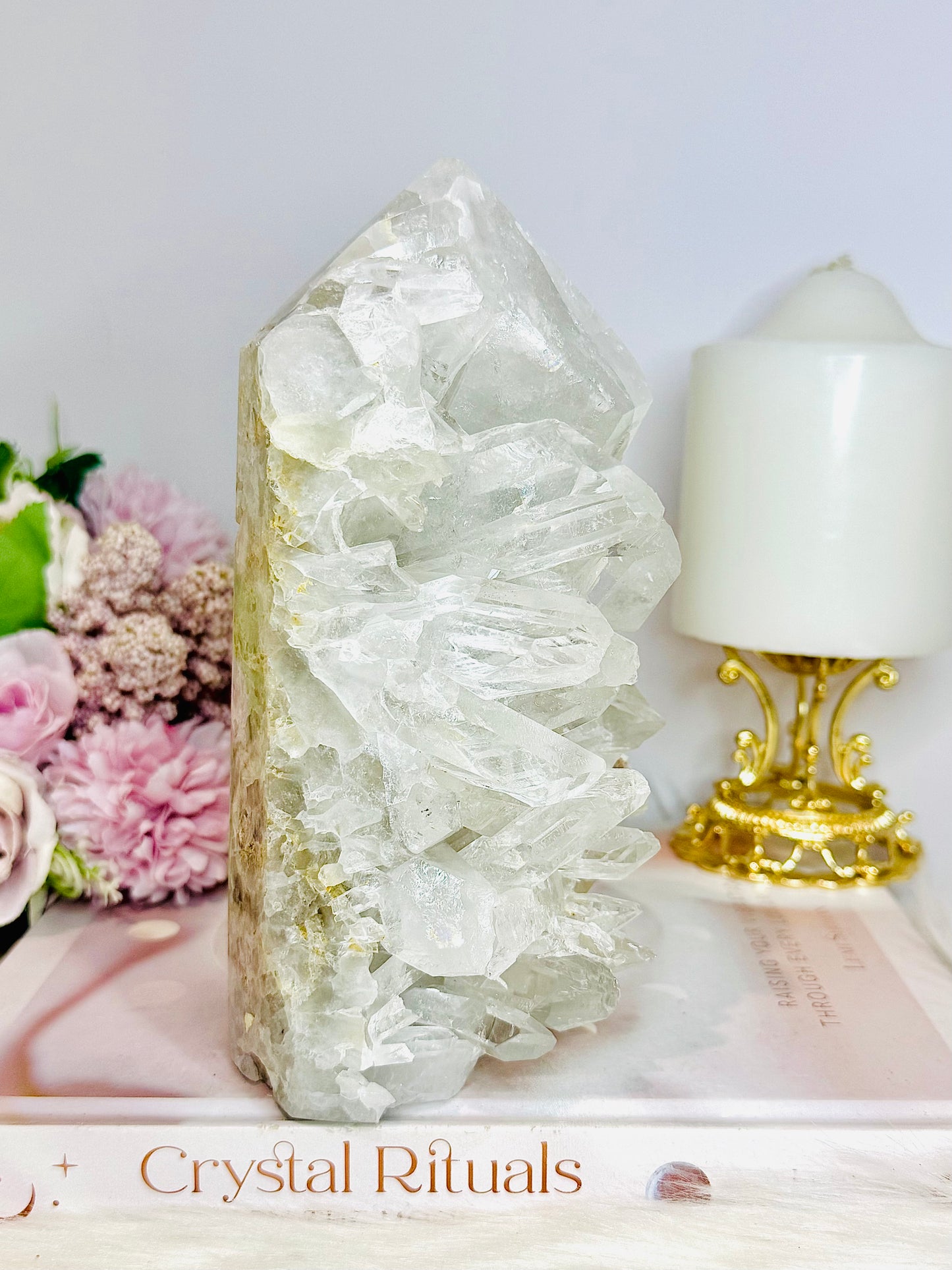 High Grade Clear Quartz Cluster Point Tower From Brazil 17cm 1.22KG