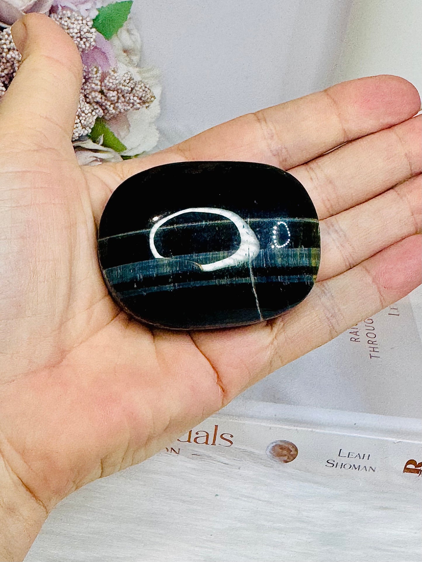 High Grade Rare Blue Tigers Eye Palm Stone