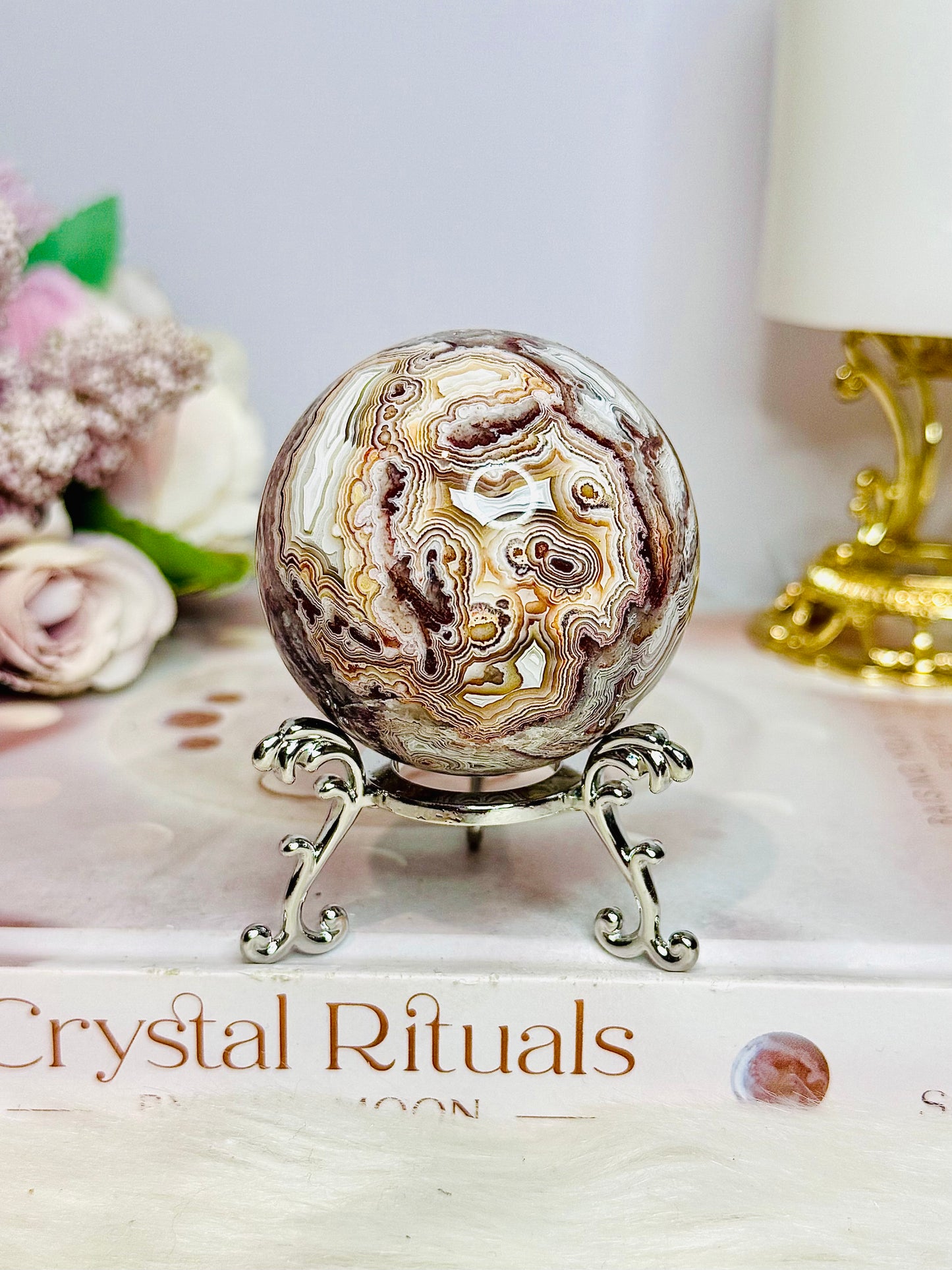 Mexican Lace Agate Sphere On Stand 198g