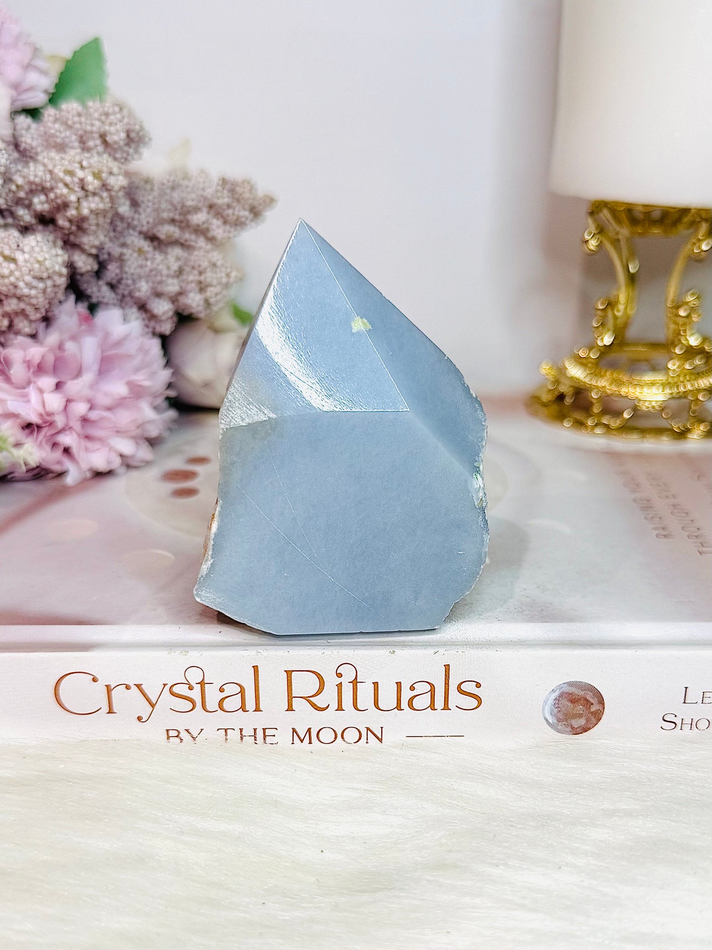Blue Angelite Polished & Rough Tower 7.5cm