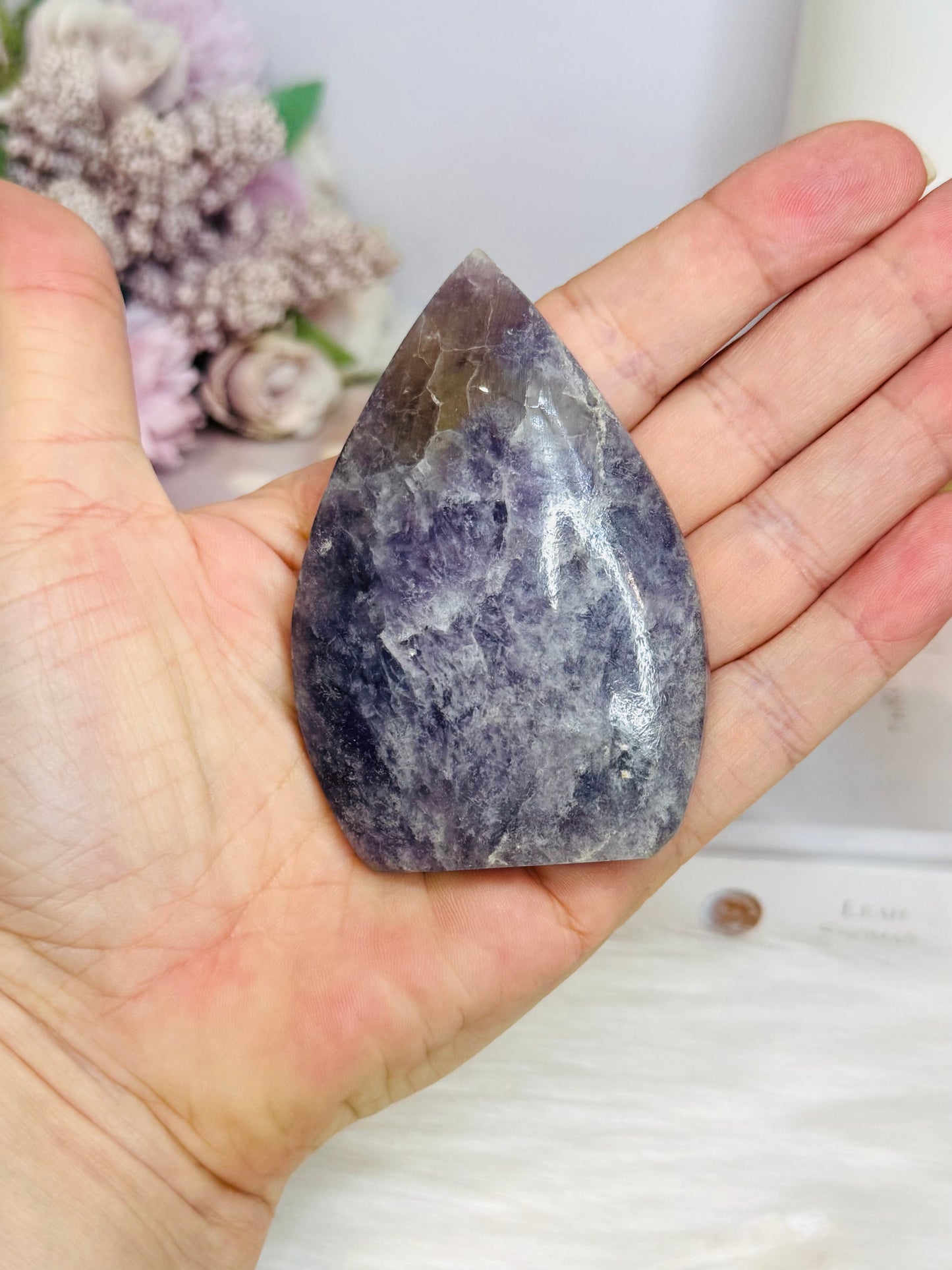 Pegmatite | Unicorn Stone Carved Flame 7cm