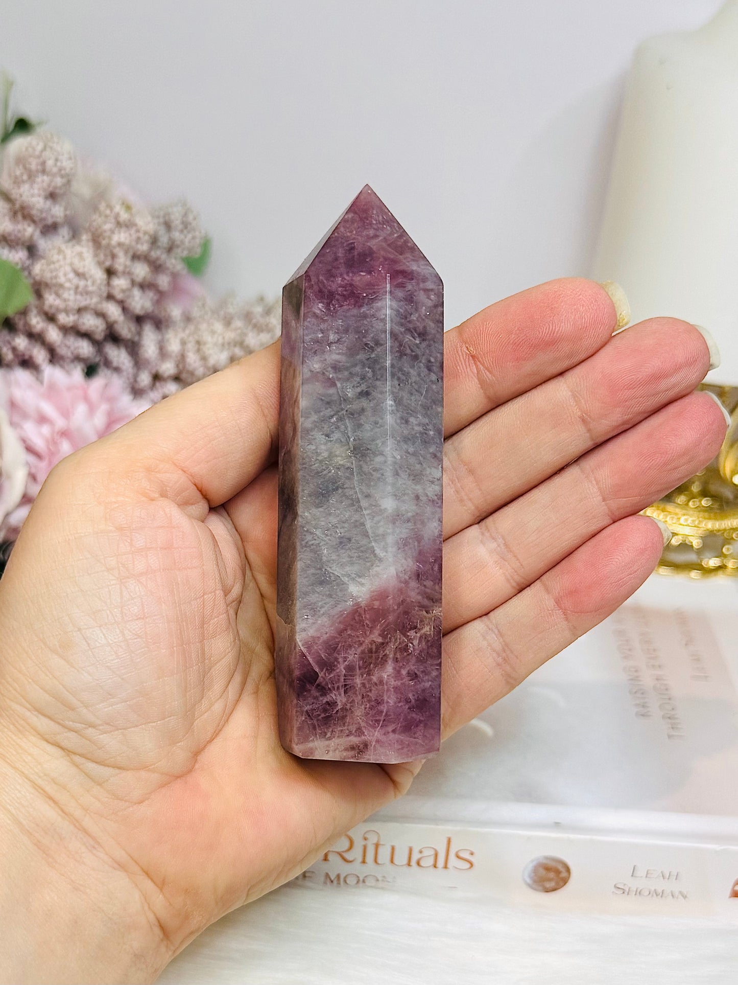 Lavender Rose Quartz Tower 10cm