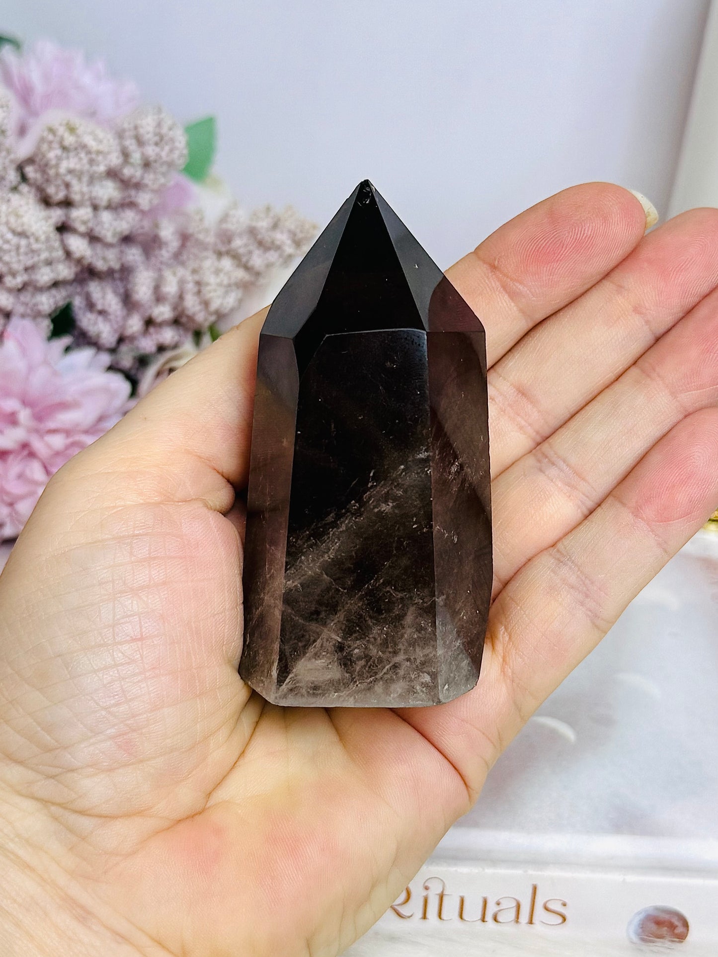 Smokey Quartz Chunky Tower 8cm ~ Discounted as chip on tip
