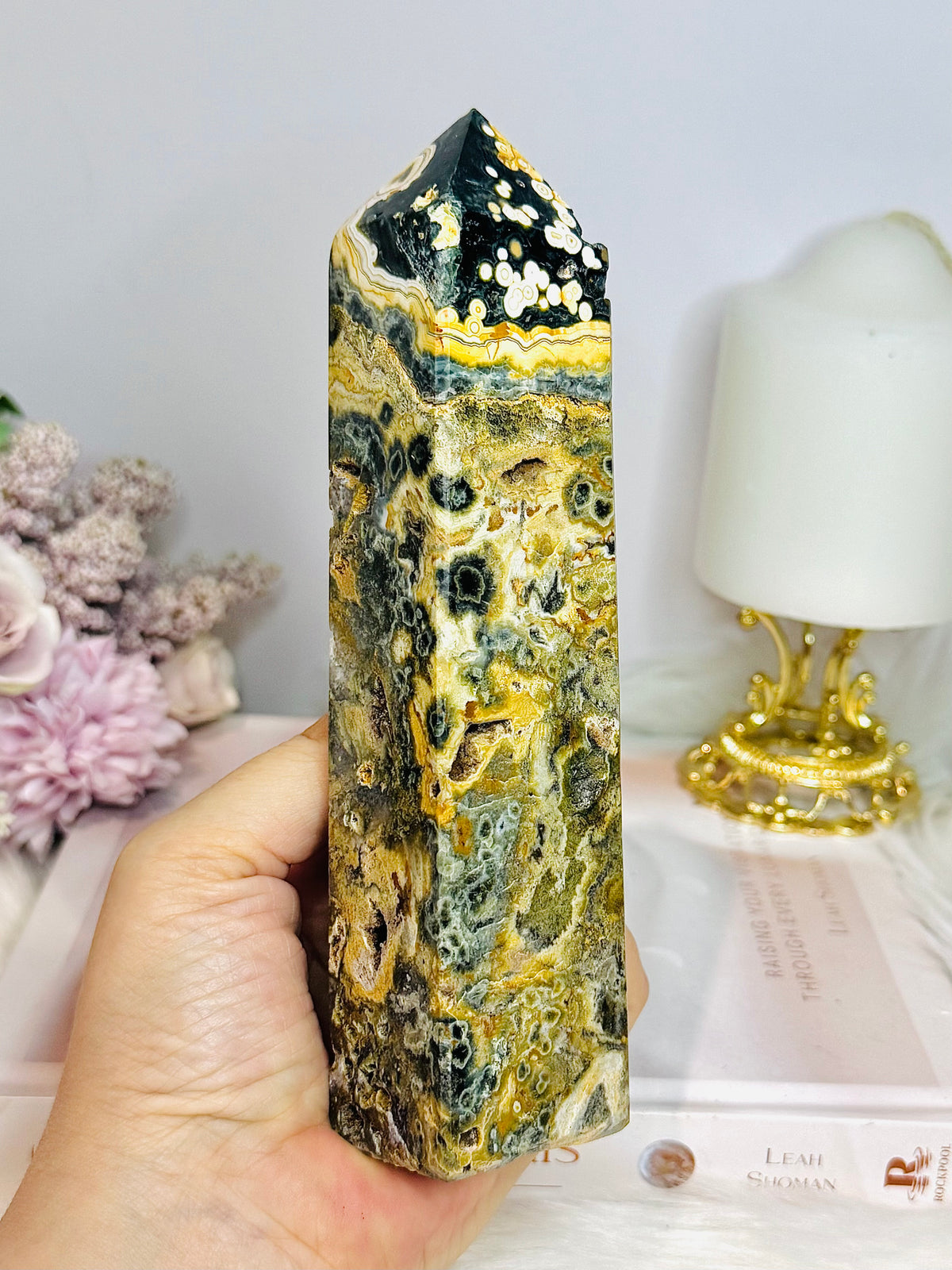 Large Orbicular Ocean Jasper Druzy Tower 18cm 531g