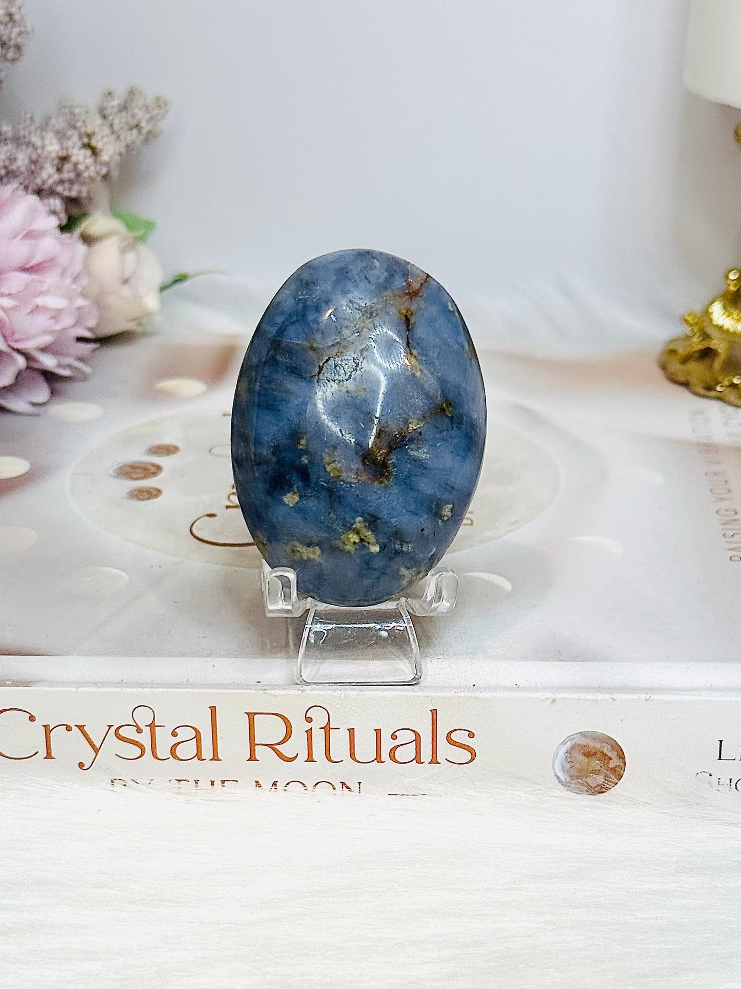 Blue Owyhee Opal Palm Stone (stand is display only)