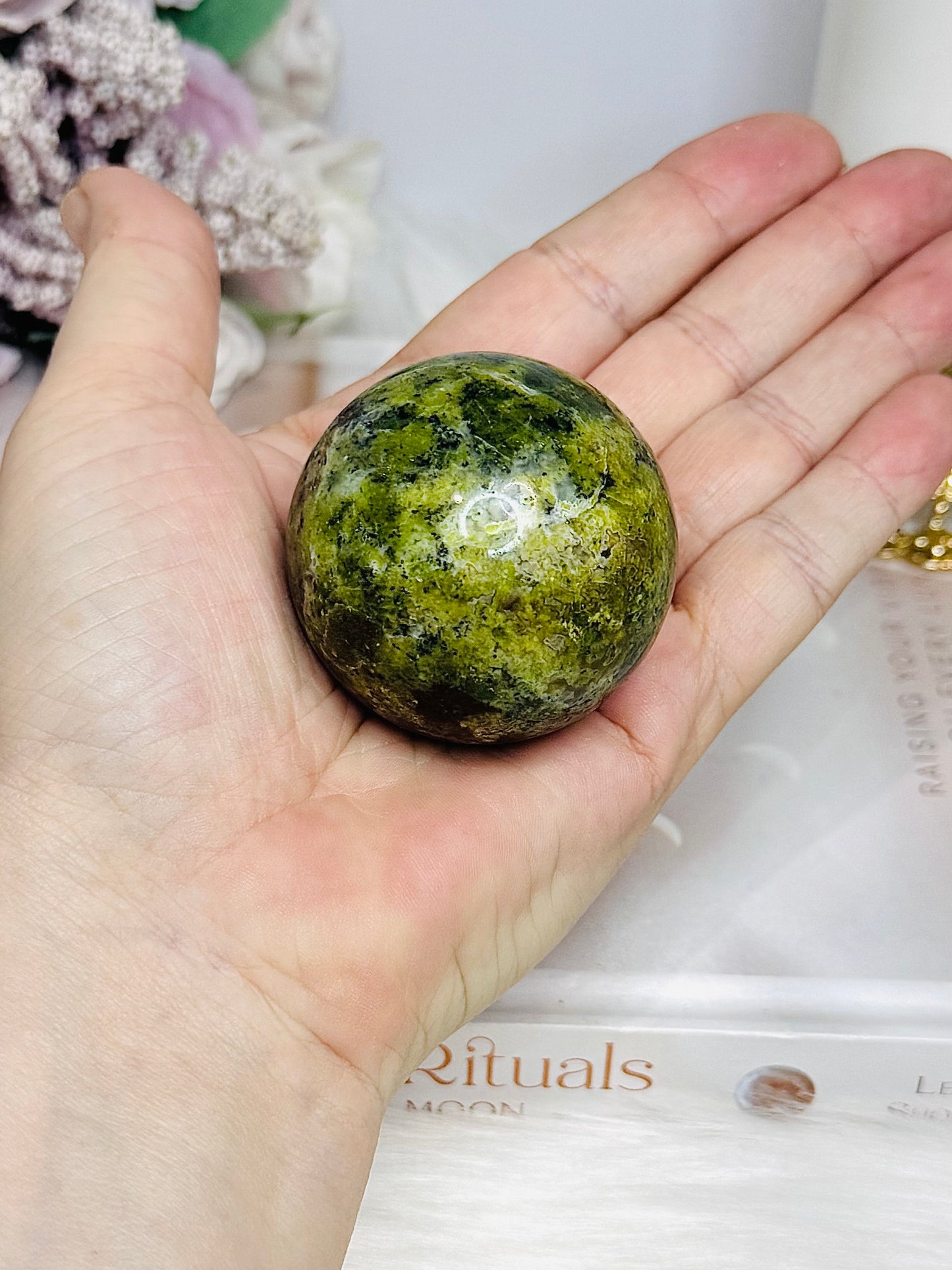 Natural Green Opal Sphere on Stand 142g
