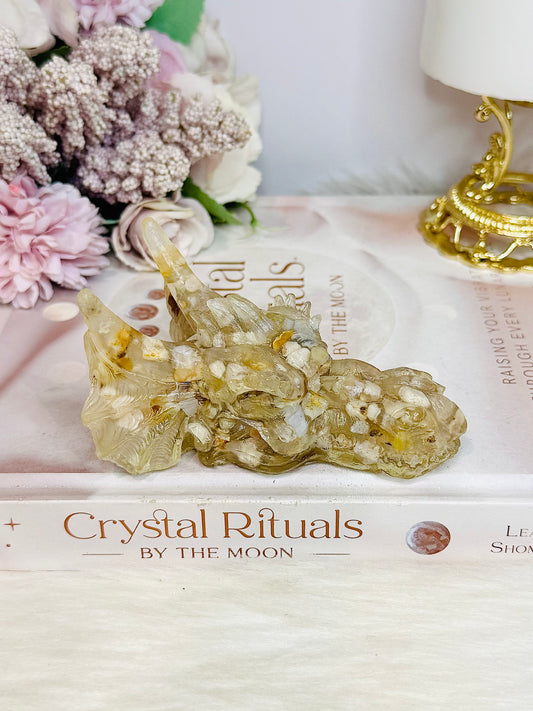 Flower Agate Resin Dragon 9cm