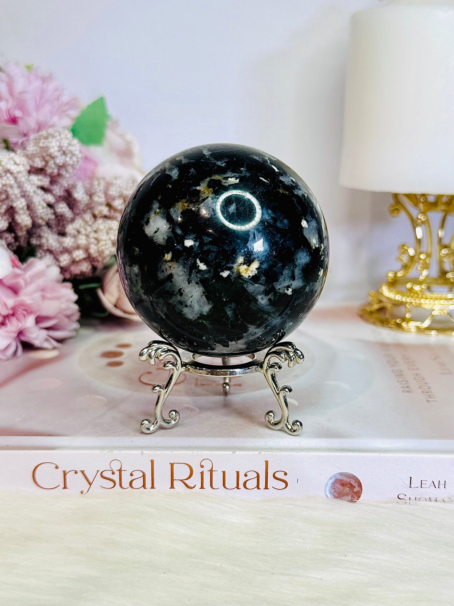 Black Tourmaline In Quartz Sphere On Stand 449grams