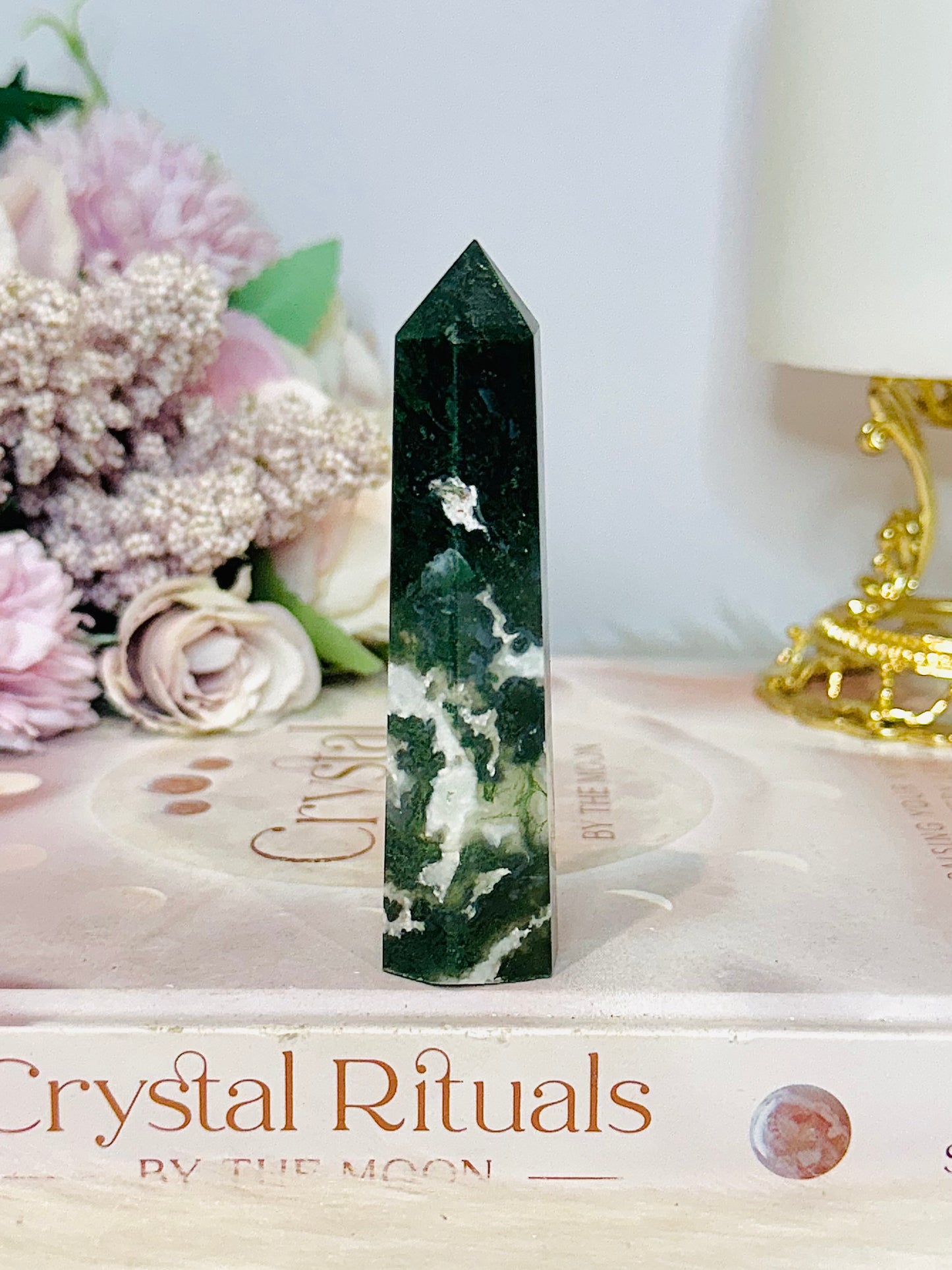 Moss Agate Tower 9cm