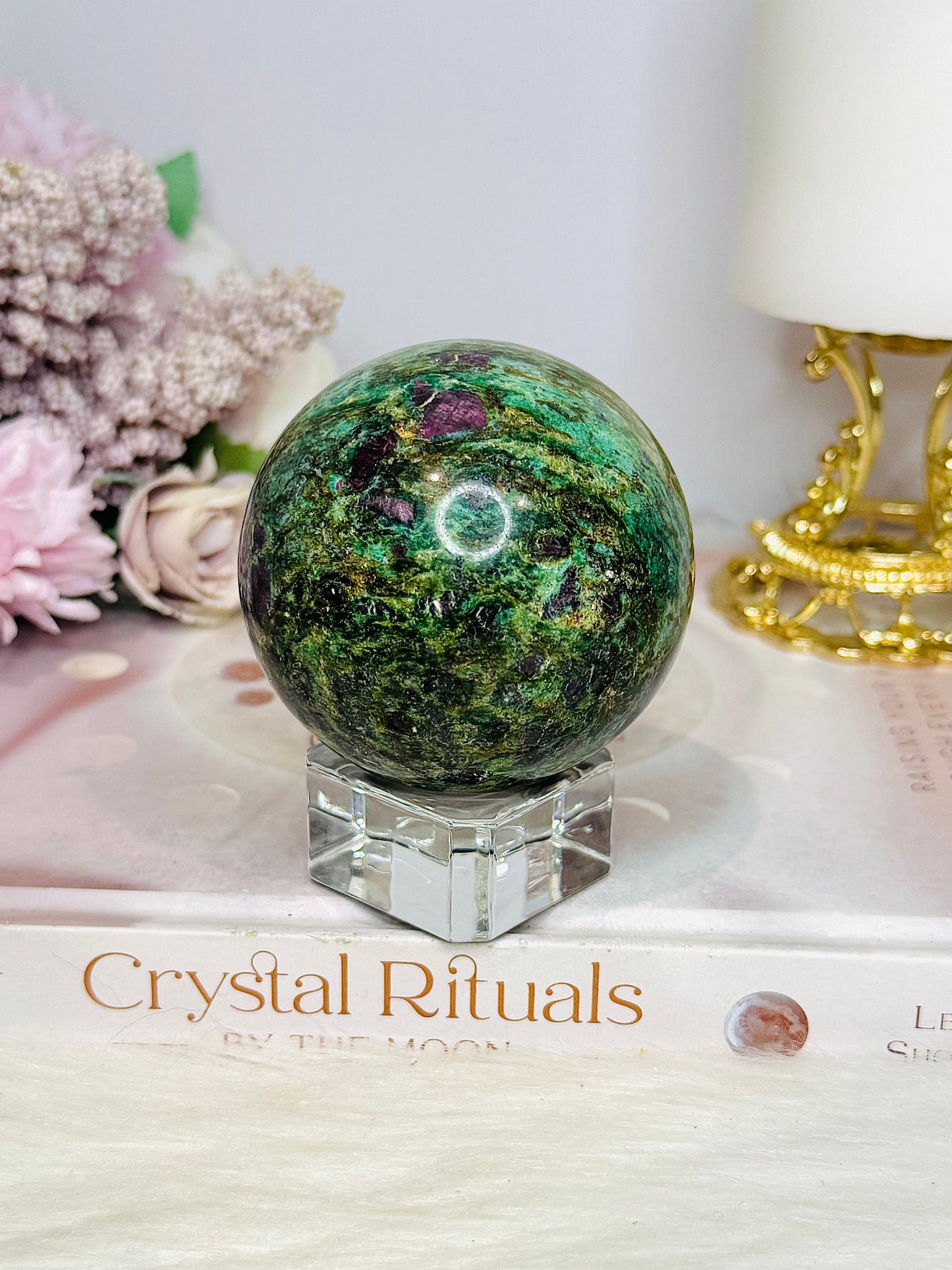 Ruby In Fuchsite Sphere UV Reactive On Stand 378g