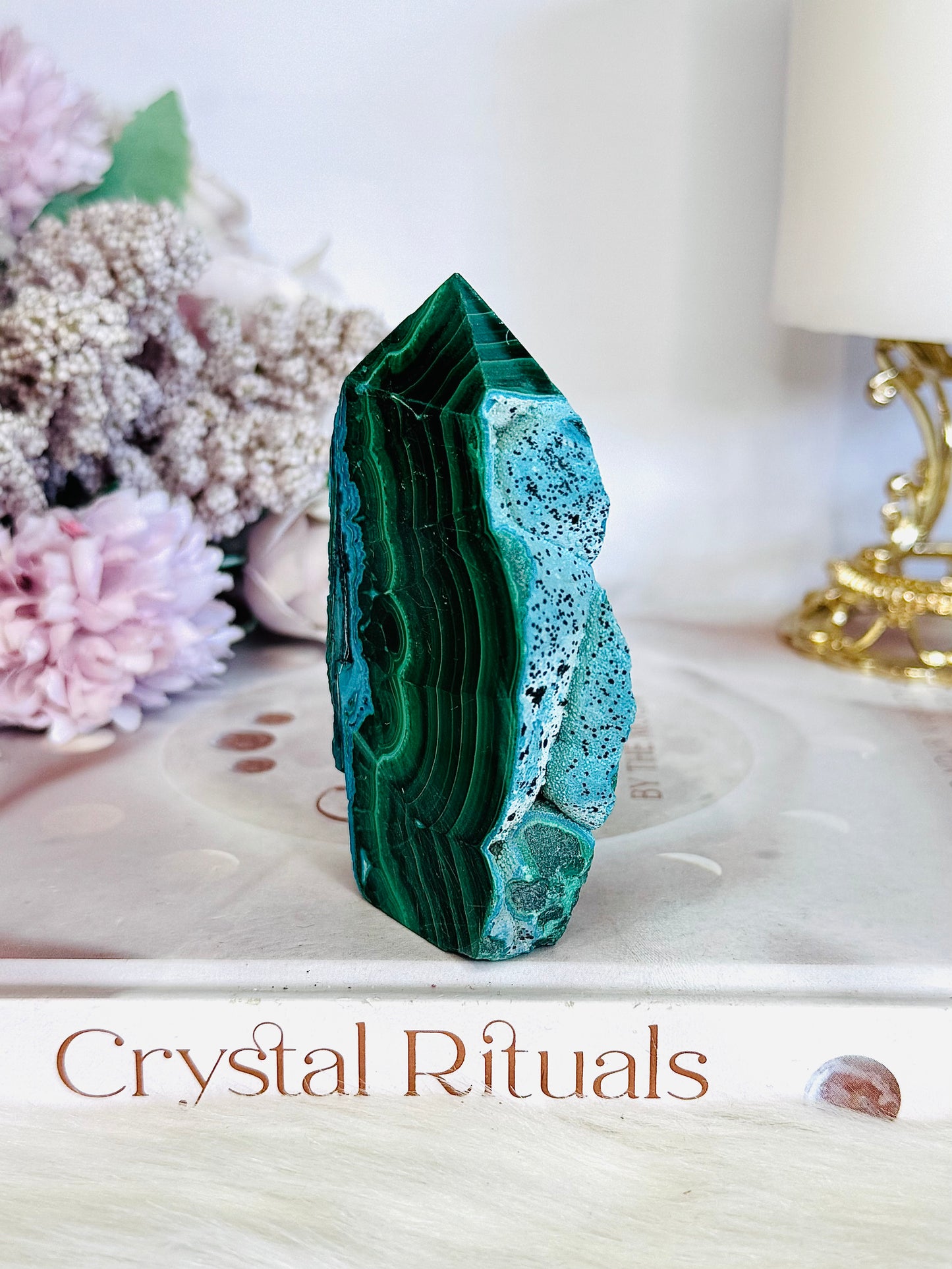 Natural 8cm Chrysocolla with Malachite Polished Slab | Freeform