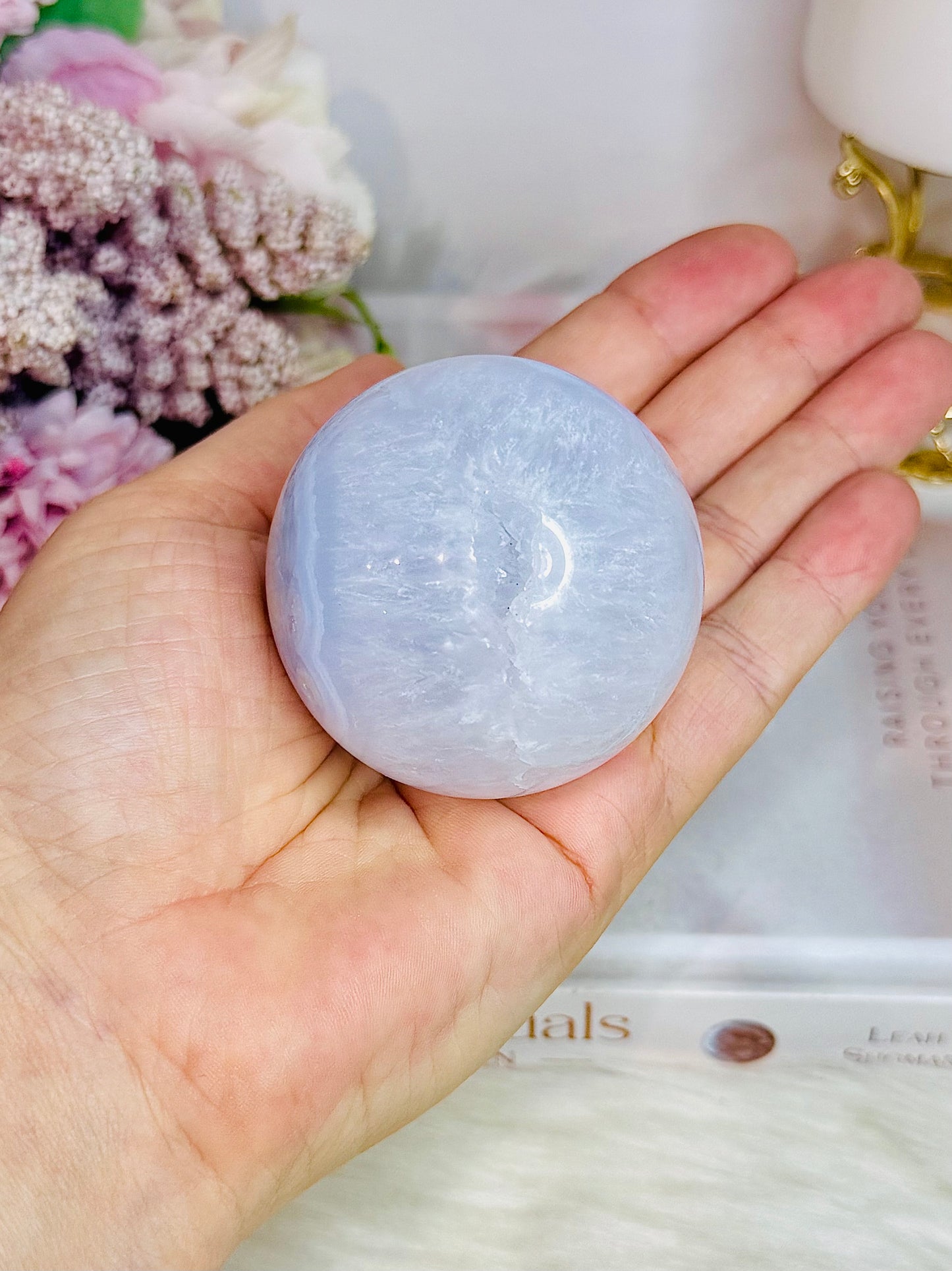 Druzy Blue Lace Agate Sphere On Stand 215grams