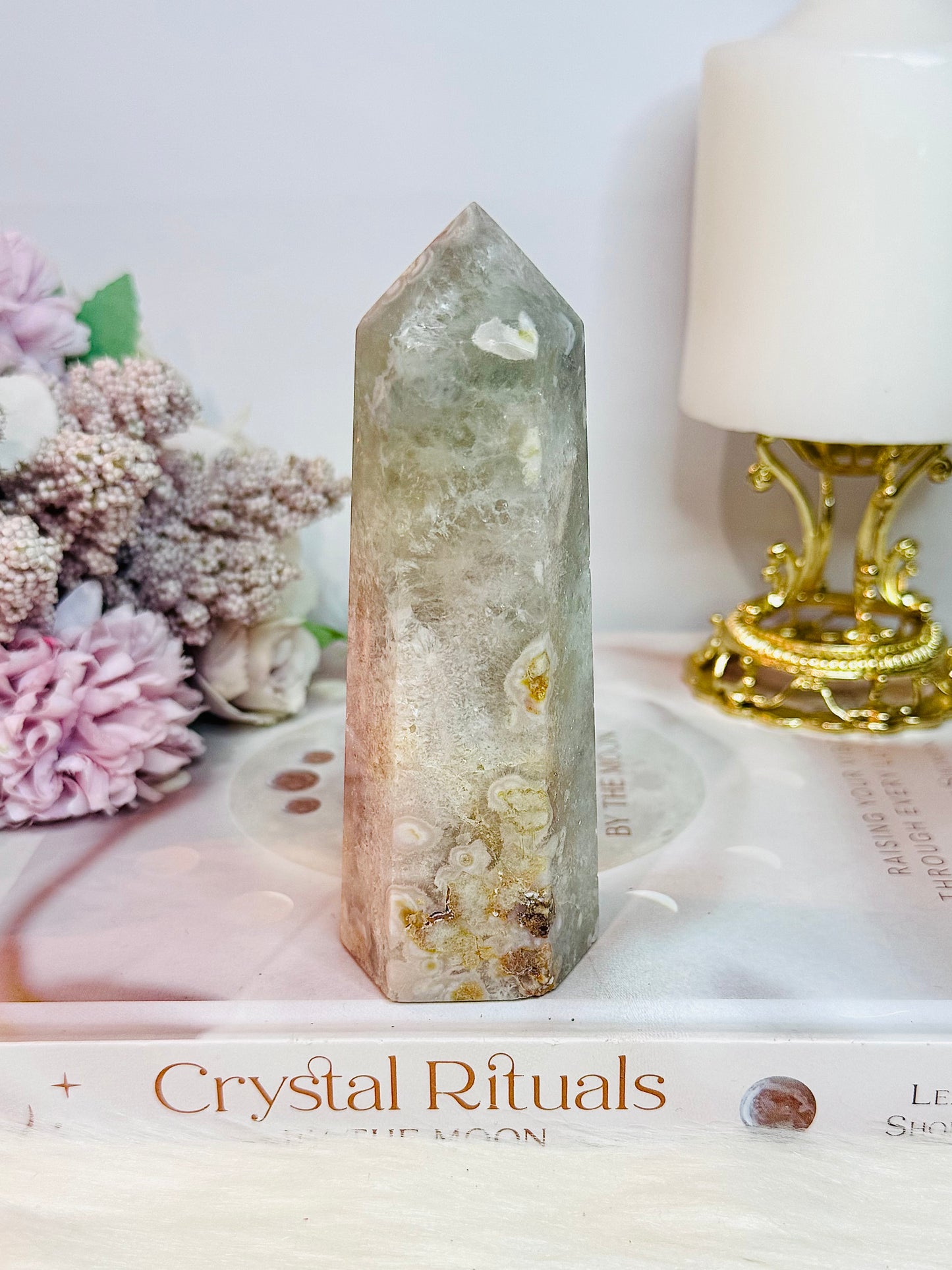 Green Cherry | Flower Agate Chunky Tower 12cm